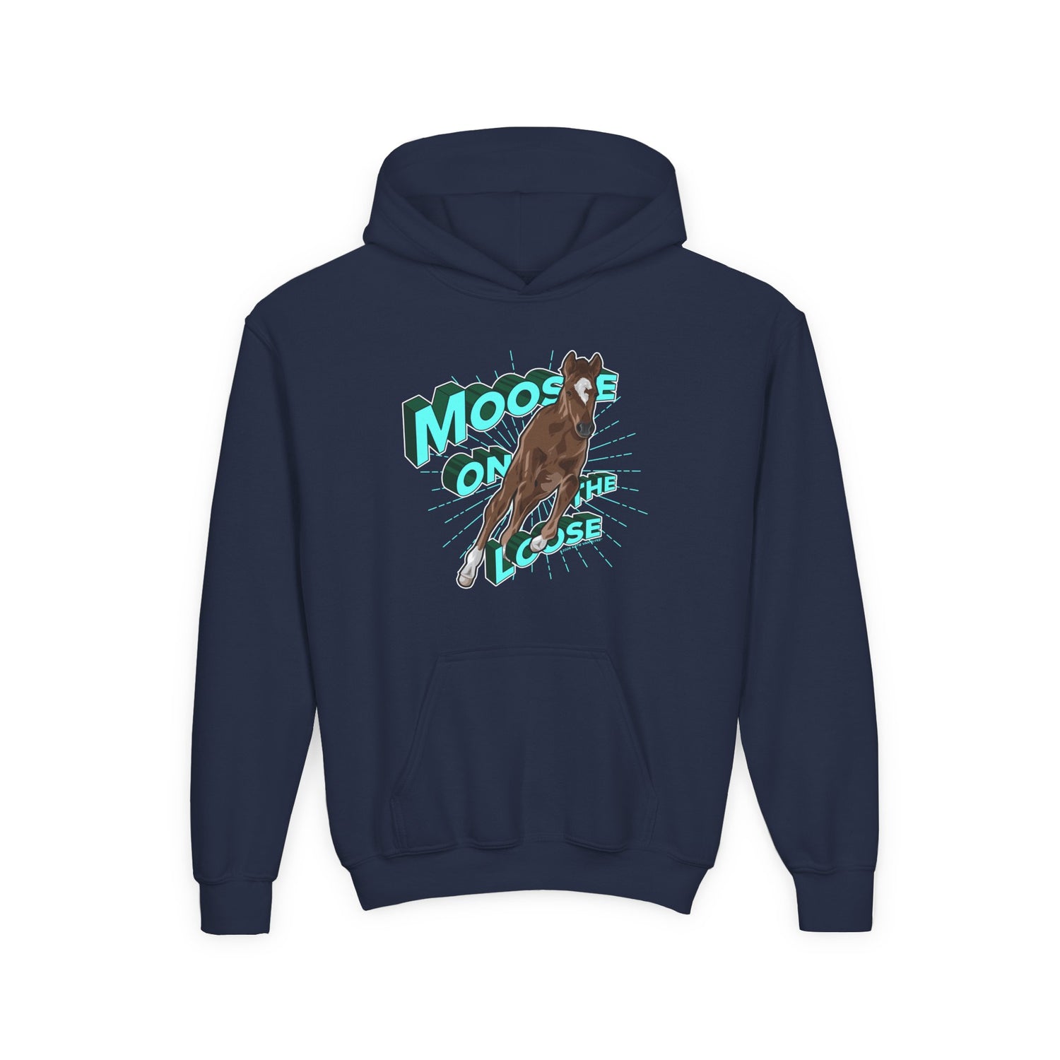 KIDS Moose On The Loose Hoodie by Katie Van Slyke® Navy