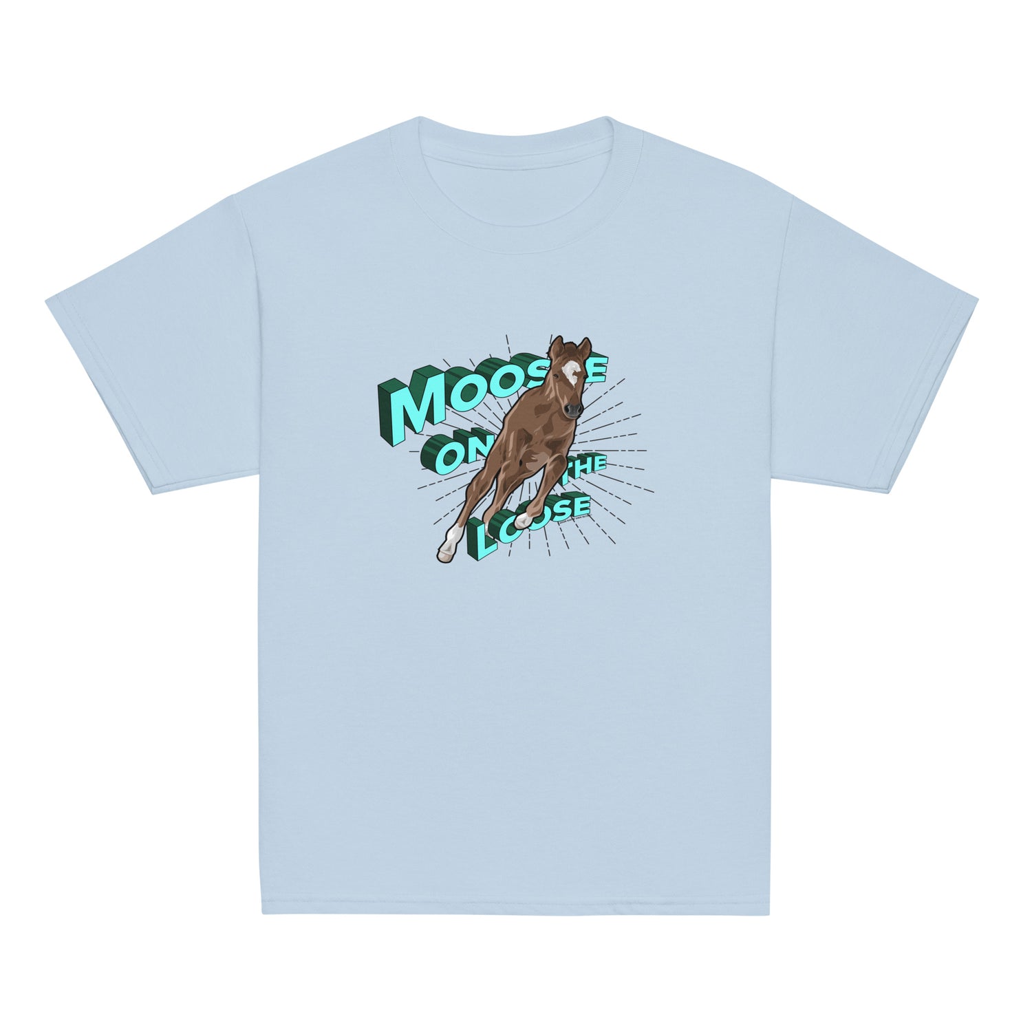 KIDS Moose On The Loose T-Shirt by Katie Van Slyke - Light Blue