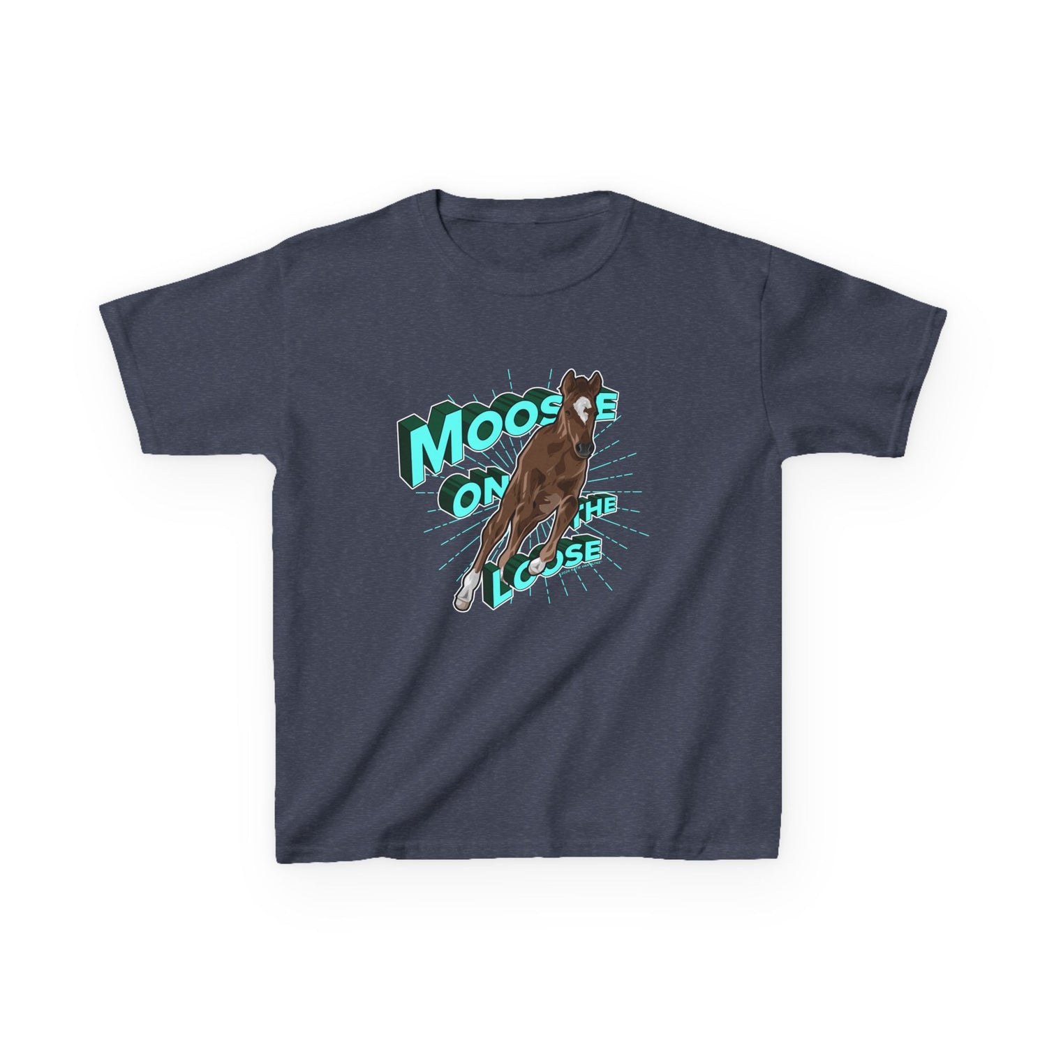 KIDS Moose On The Loose T-Shirt by Katie Van Slyke® Heather Navy