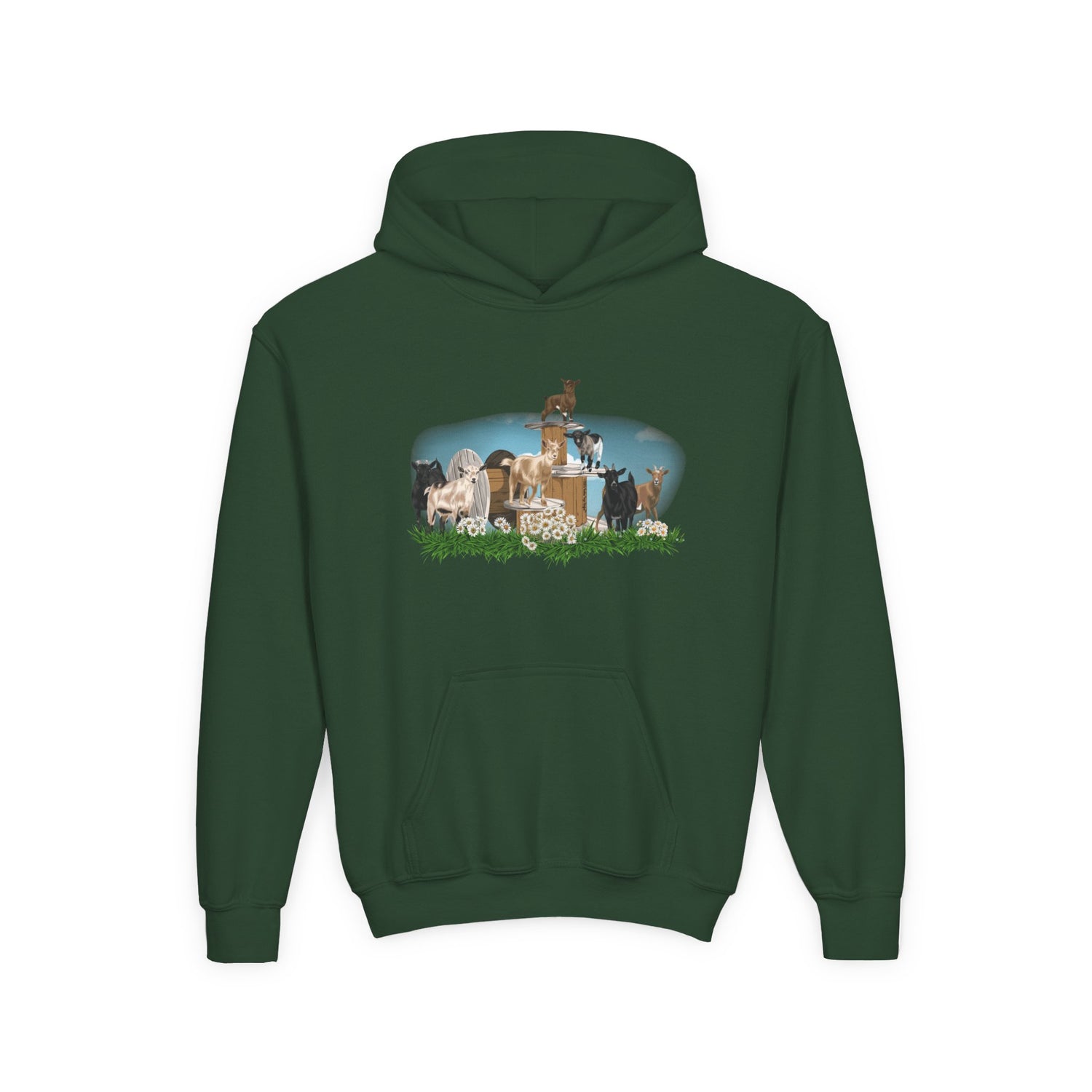KIDS New Goat Crew Hoodie by Katie Van Slyke™ Forest Green