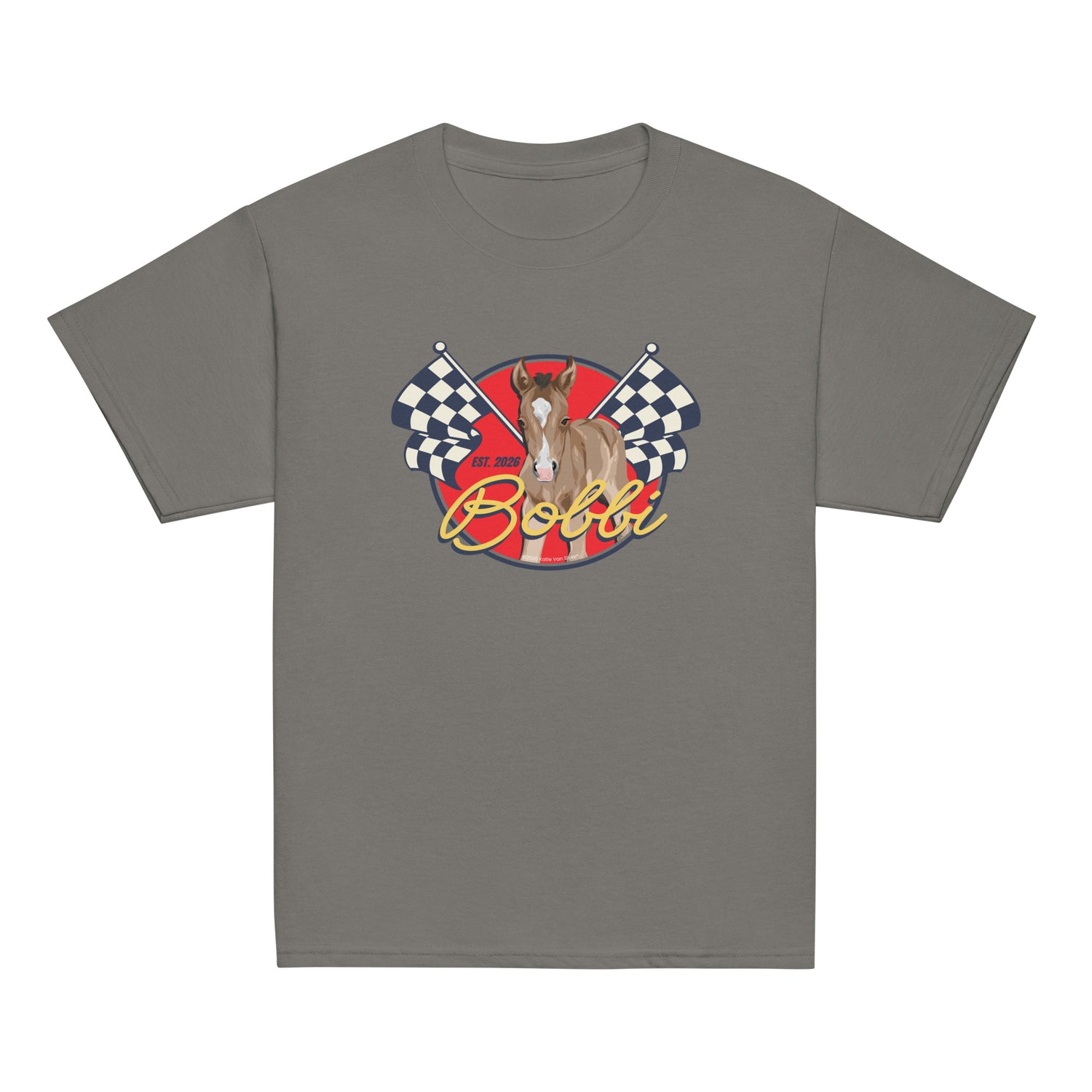 KIDS Racer Bobbi T-Shirt by Katie Van Slyke - Charcoal