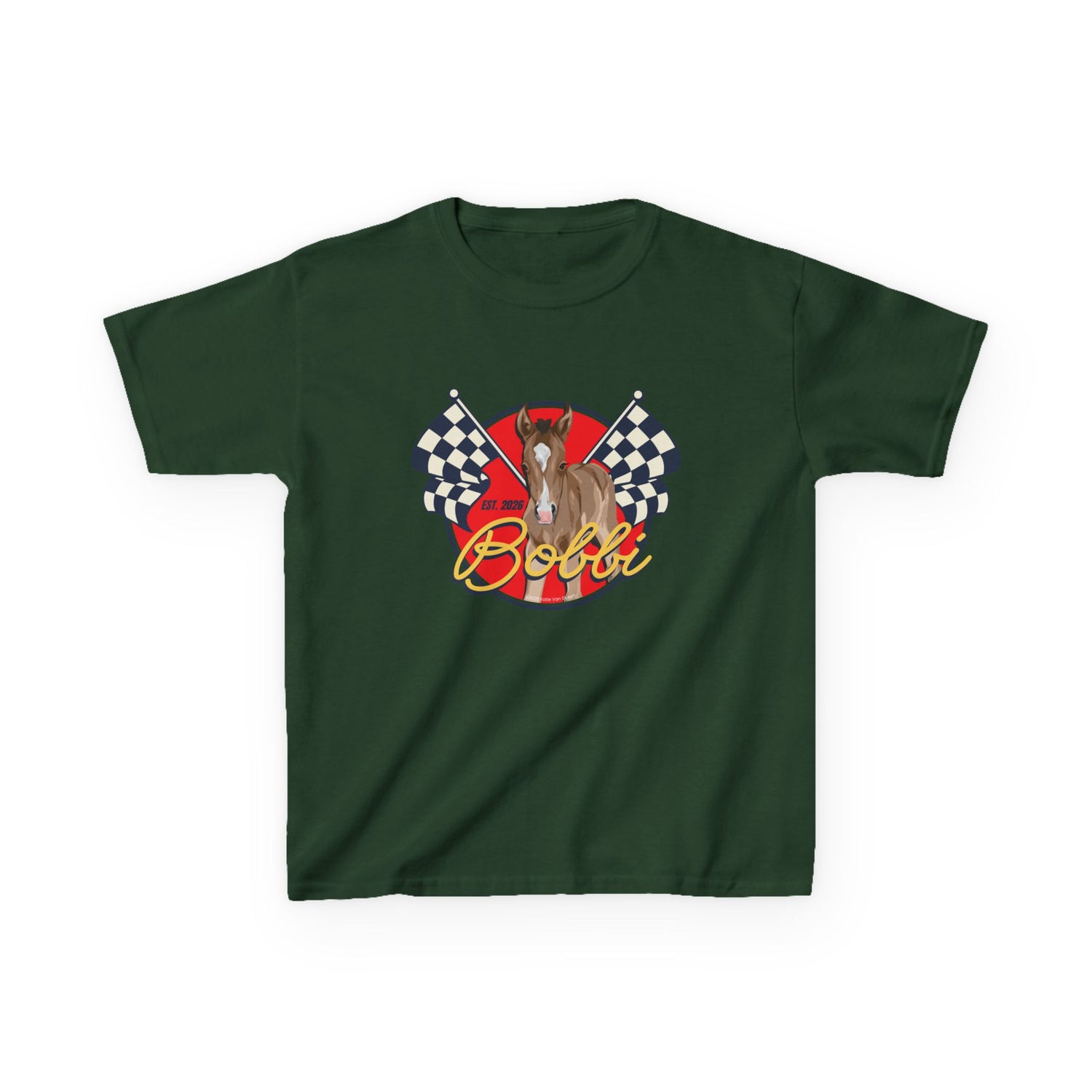 KIDS Racer Bobbi T-Shirt by Katie Van Slyke® Forest Green