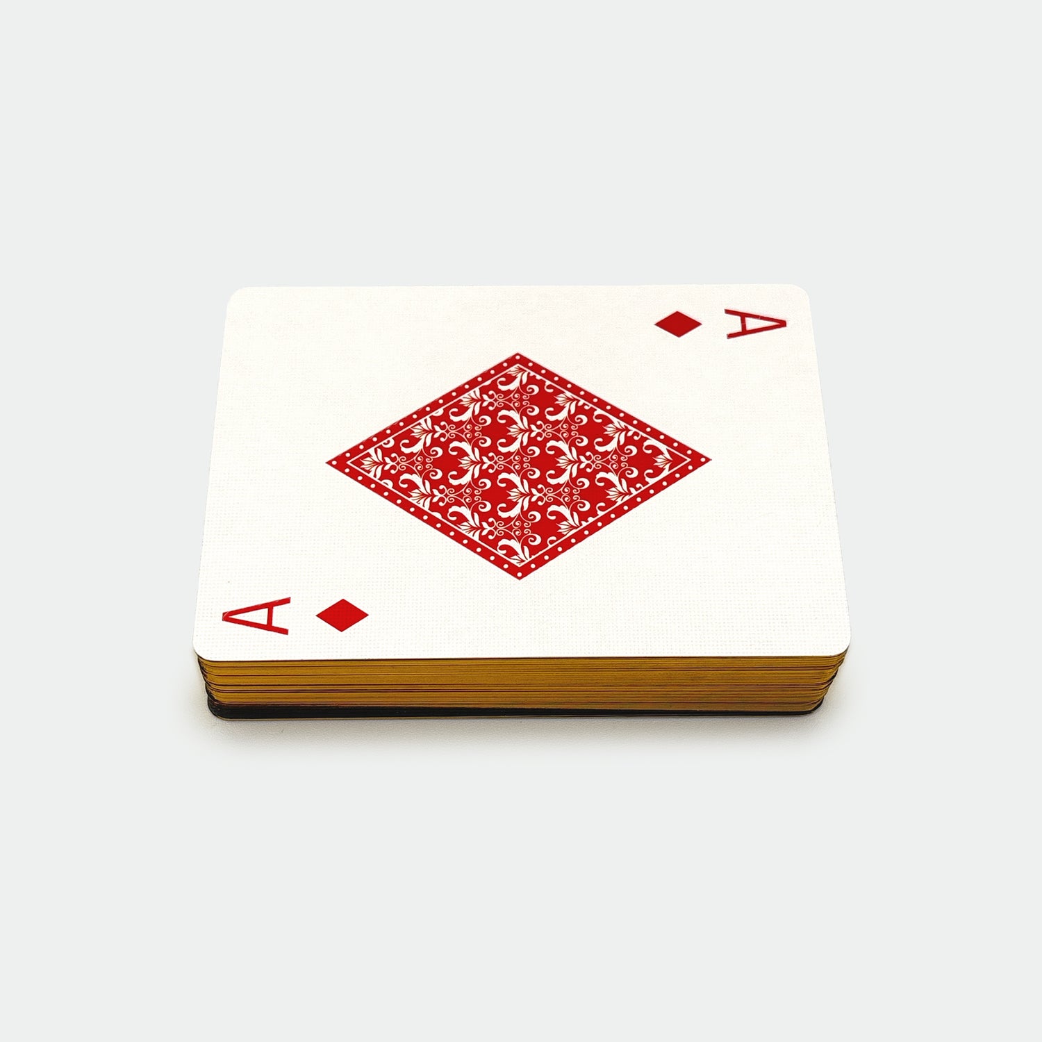 Playing card with red diamond suit symbol on a white background