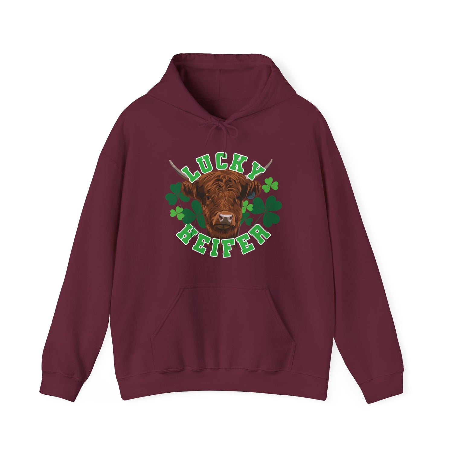 Lucky Heifer Hoodie by Katie Van Slyke® Maroon
