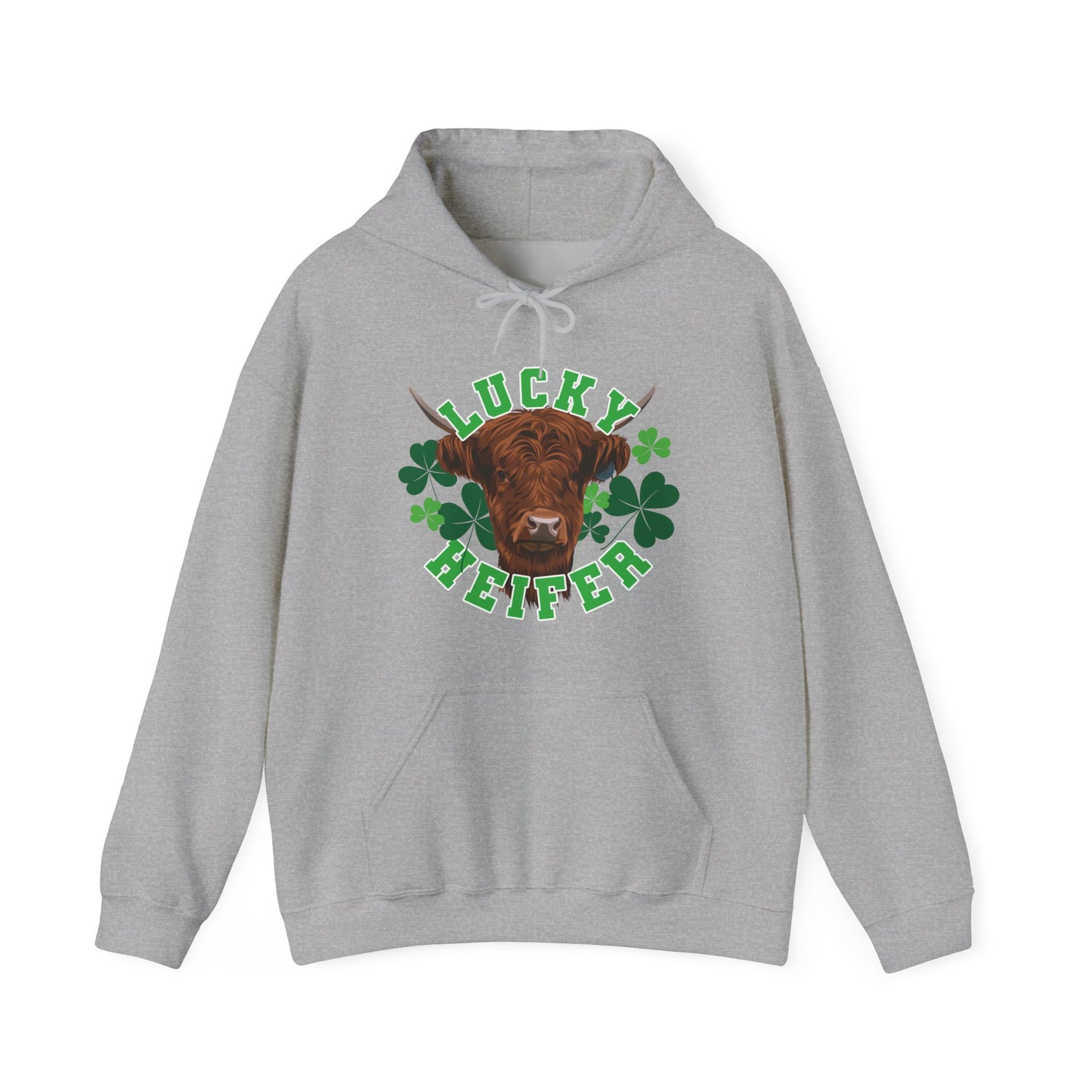 Lucky Heifer Hoodie by Katie Van Slyke® Sport Gray