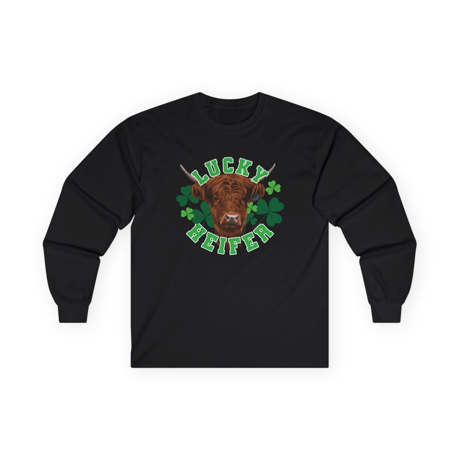 Lucky Heifer Long Sleeve T-Shirt by Katie Van Slyke® Black