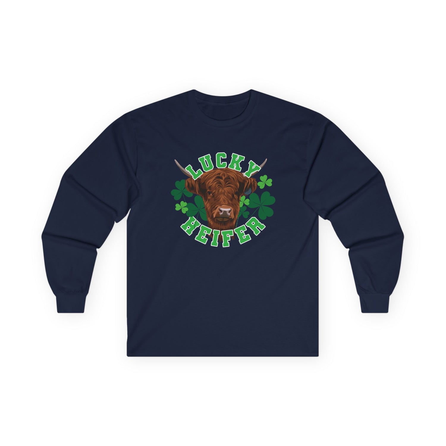 Lucky Heifer Long Sleeve T-Shirt by Katie Van Slyke® Navy
