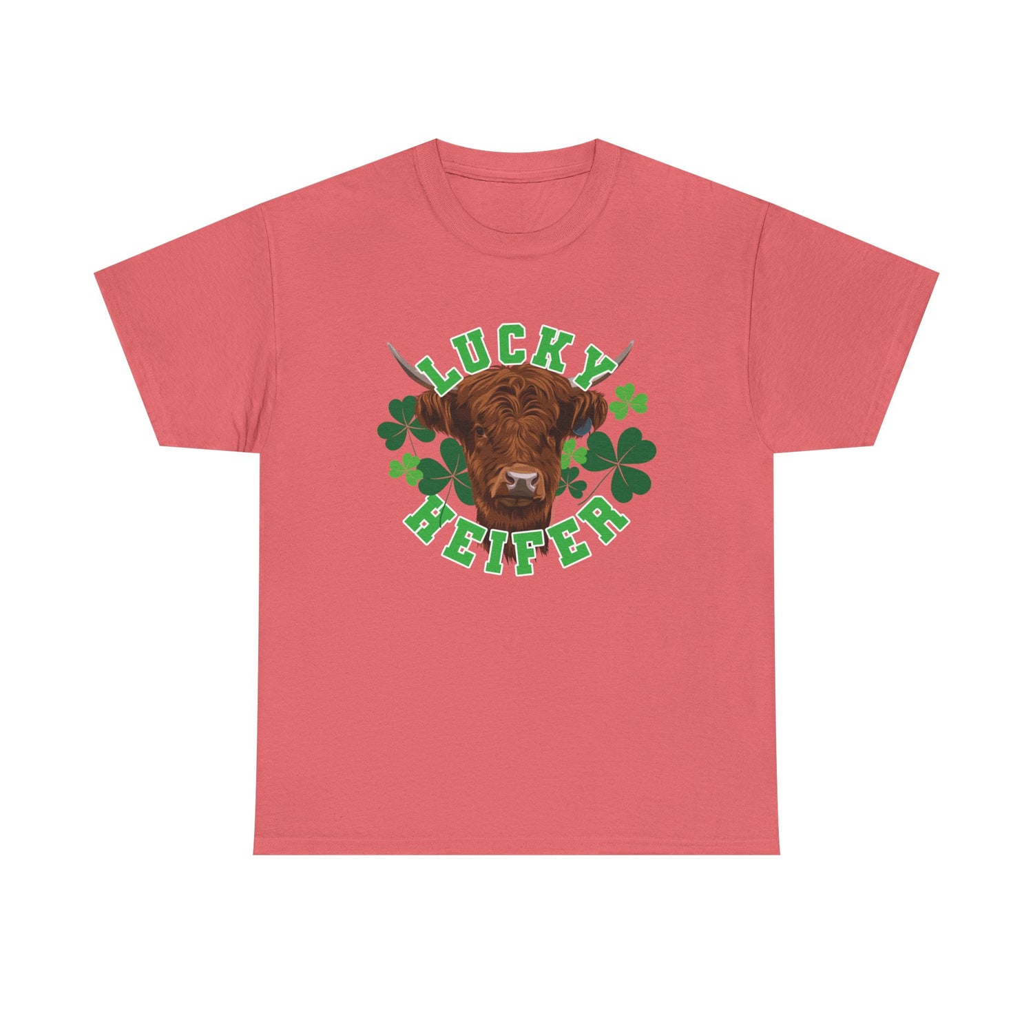 Lucky Heifer T-Shirt by Katie Van Slyke® Coral silk