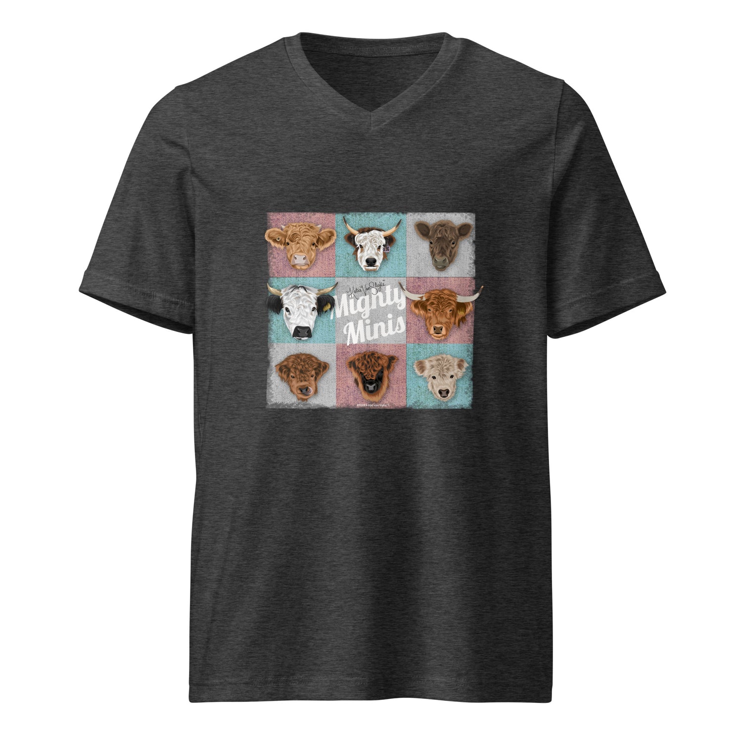 Mighty Minis V-Neck T-Shirt by Katie Van Slyke - Dark Grey Heather