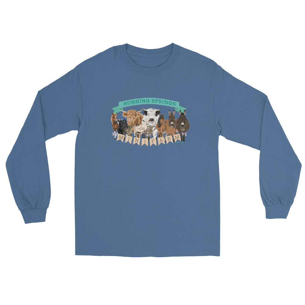 Mini Farm Long Sleeve T-Shirt by Katie Van Slyke - Indigo Blue