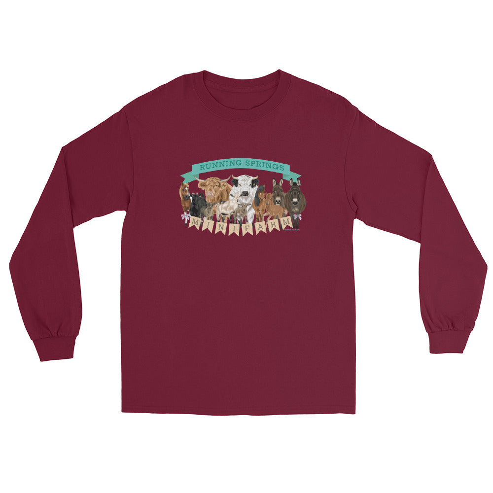 Mini Farm Long Sleeve T-Shirt by Katie Van Slyke - Maroon