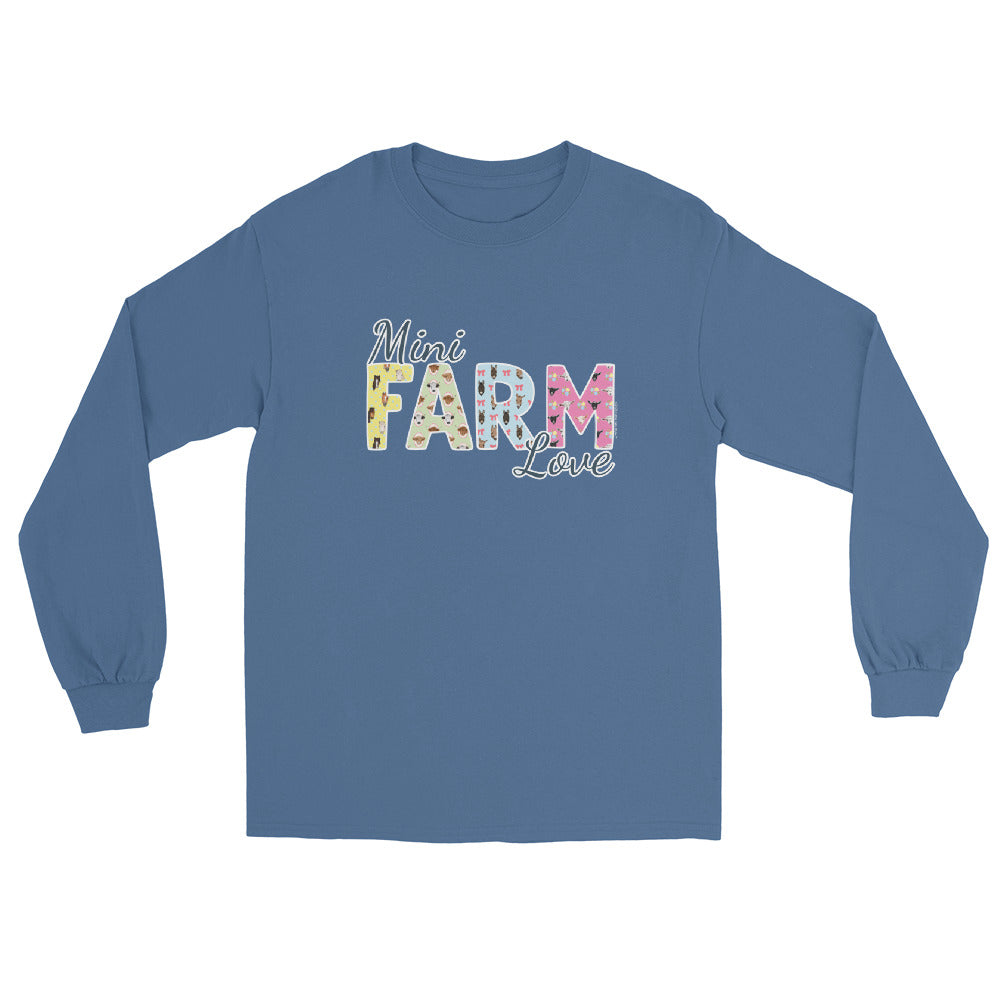 Mini Farm Love Long Sleeve T-Shirt by Katie Van Slyke - Indigo Blue