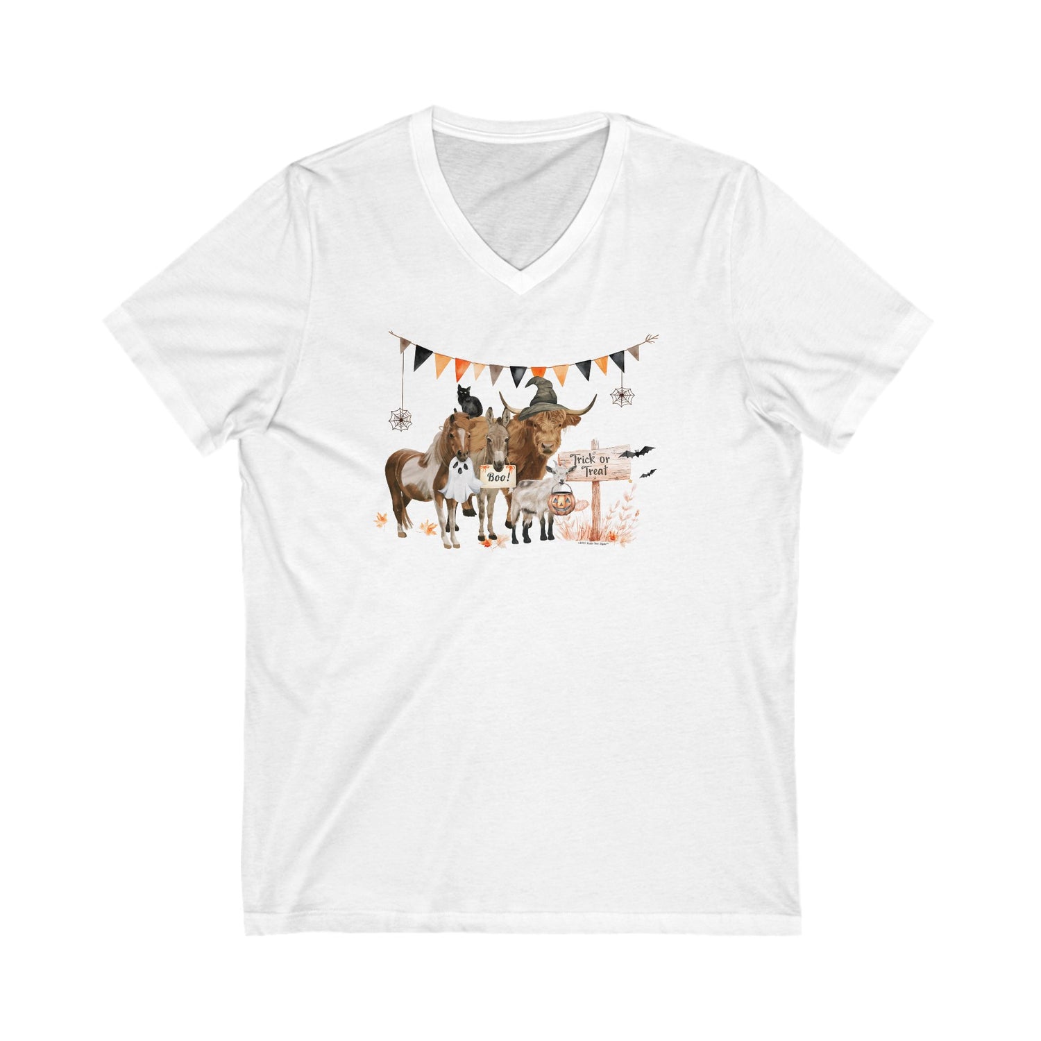Mini Halloween V-Neck T-Shirt by Katie Van Slyke™ White