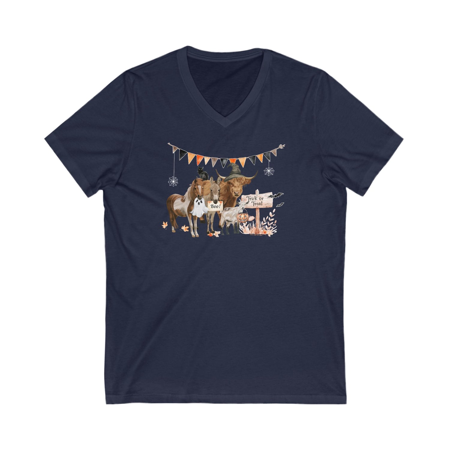 Mini Halloween V-Neck T-Shirt by Katie Van Slyke™ Navy