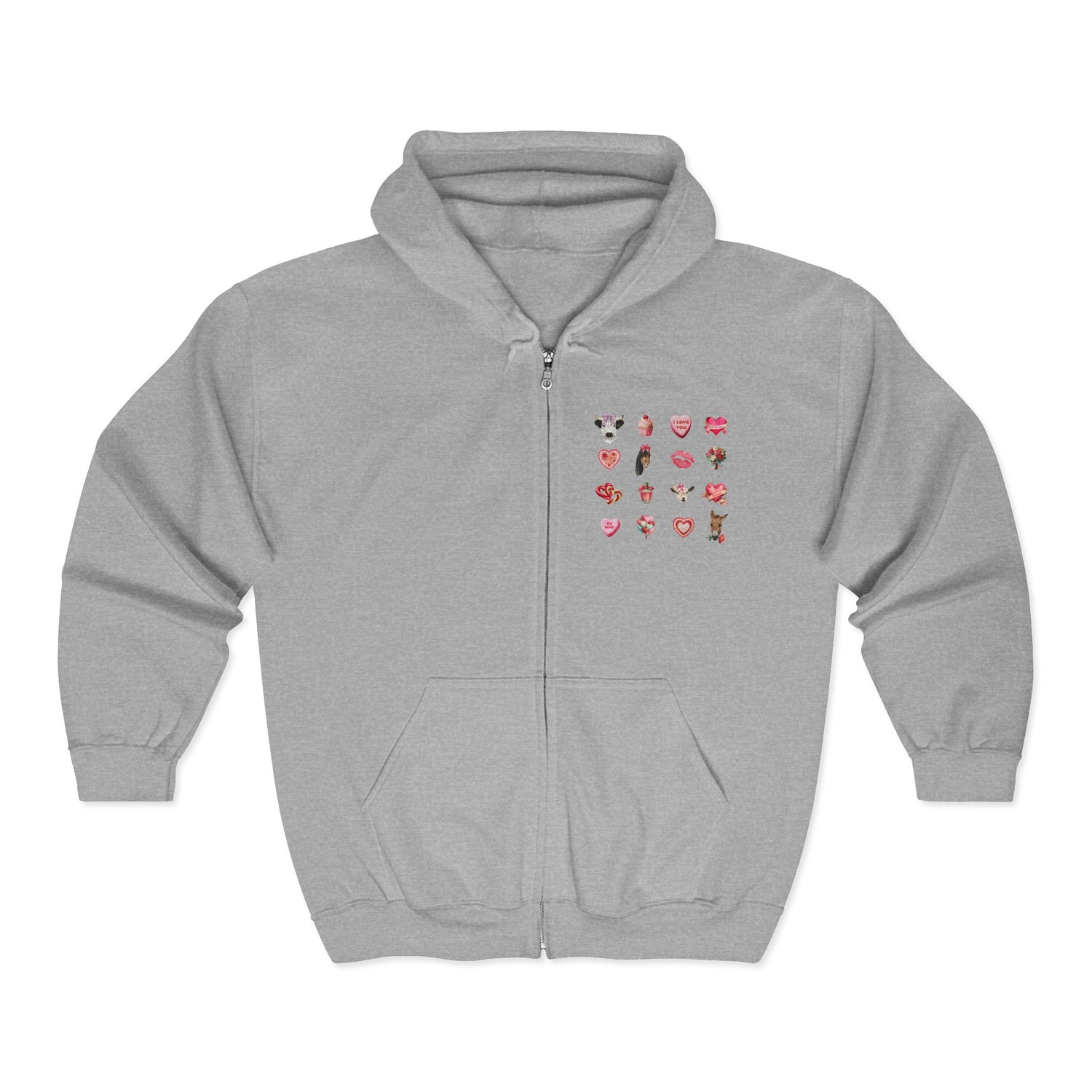 Mini Kisses Zip-Up Hoodie by Katie Van Slyke® Sport Grey
