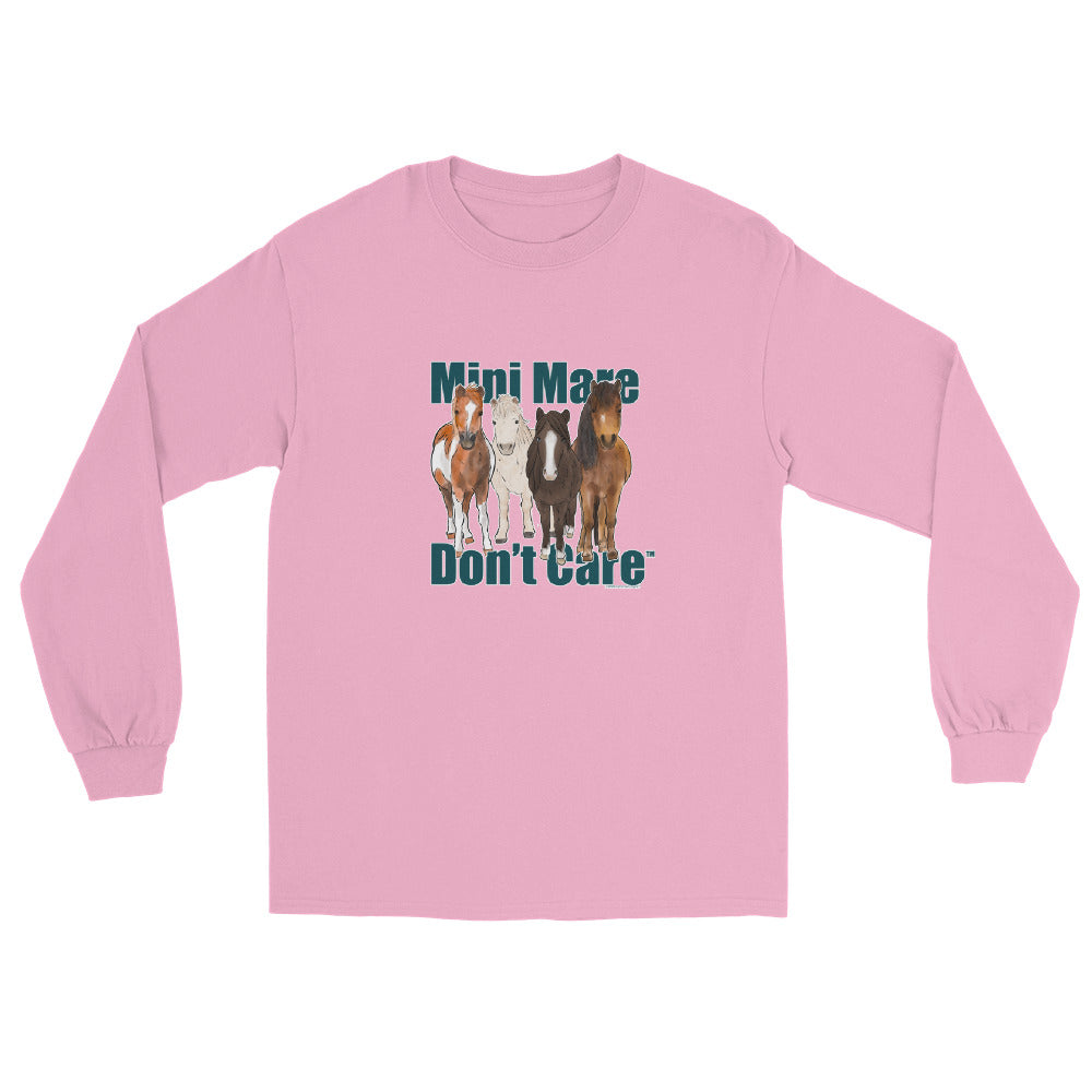 Mini Mare Don't Care Long Sleeve T-Shirt by Katie Van Slyke - Light Pink