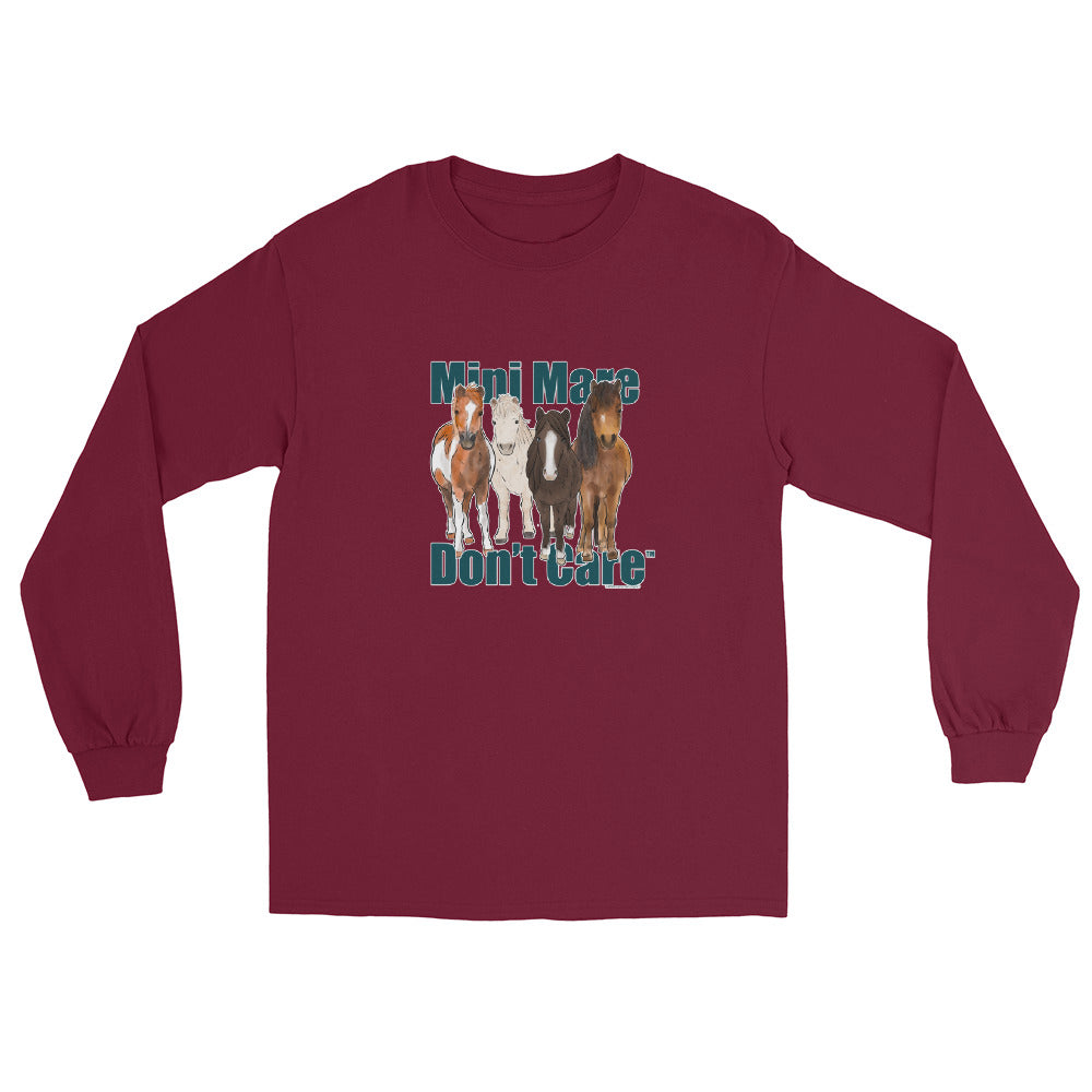 Mini Mare Don't Care Long Sleeve T-Shirt by Katie Van Slyke - Maroon
