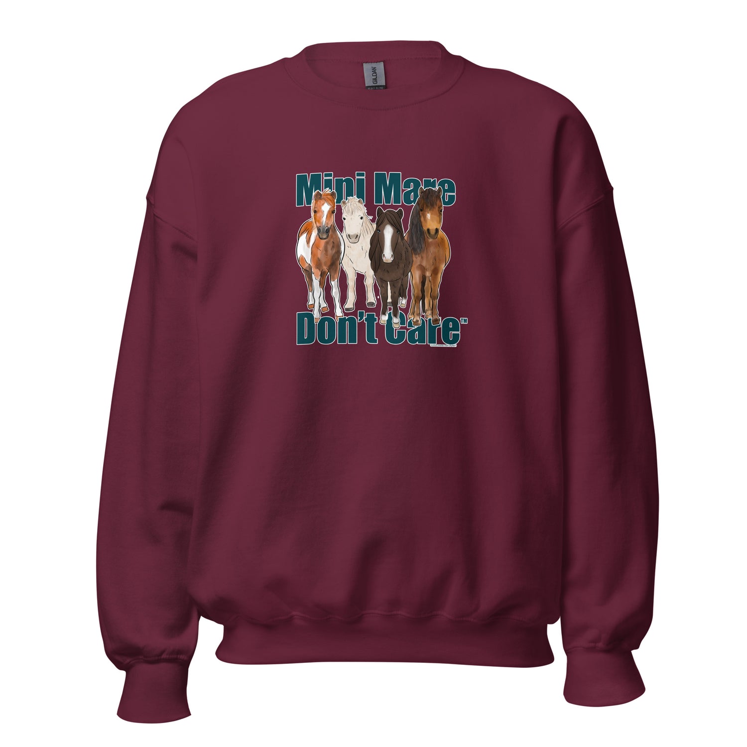 Mini Mare Don't Care Sweatshirt by Katie Van Slyke - Maroon