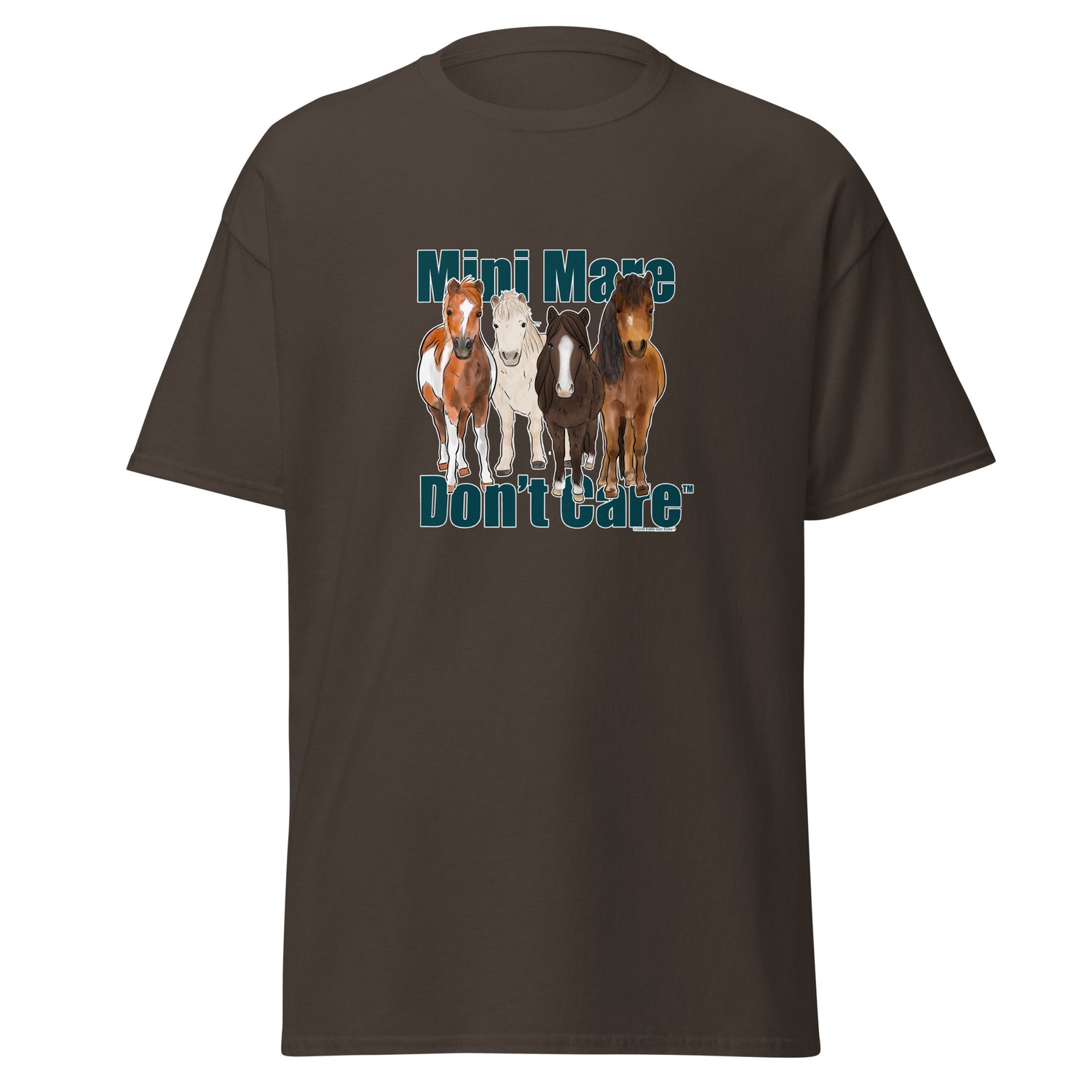 Mini Mare Don't Care T-Shirt by Katie Van Slyke - Dark Chocolate
