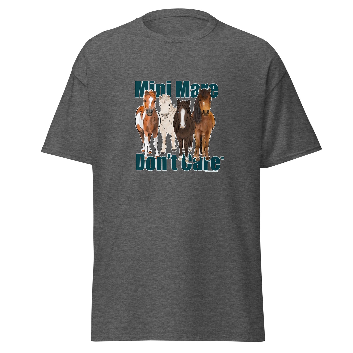 Mini Mare Don't Care T-Shirt by Katie Van Slyke - Dark Heather