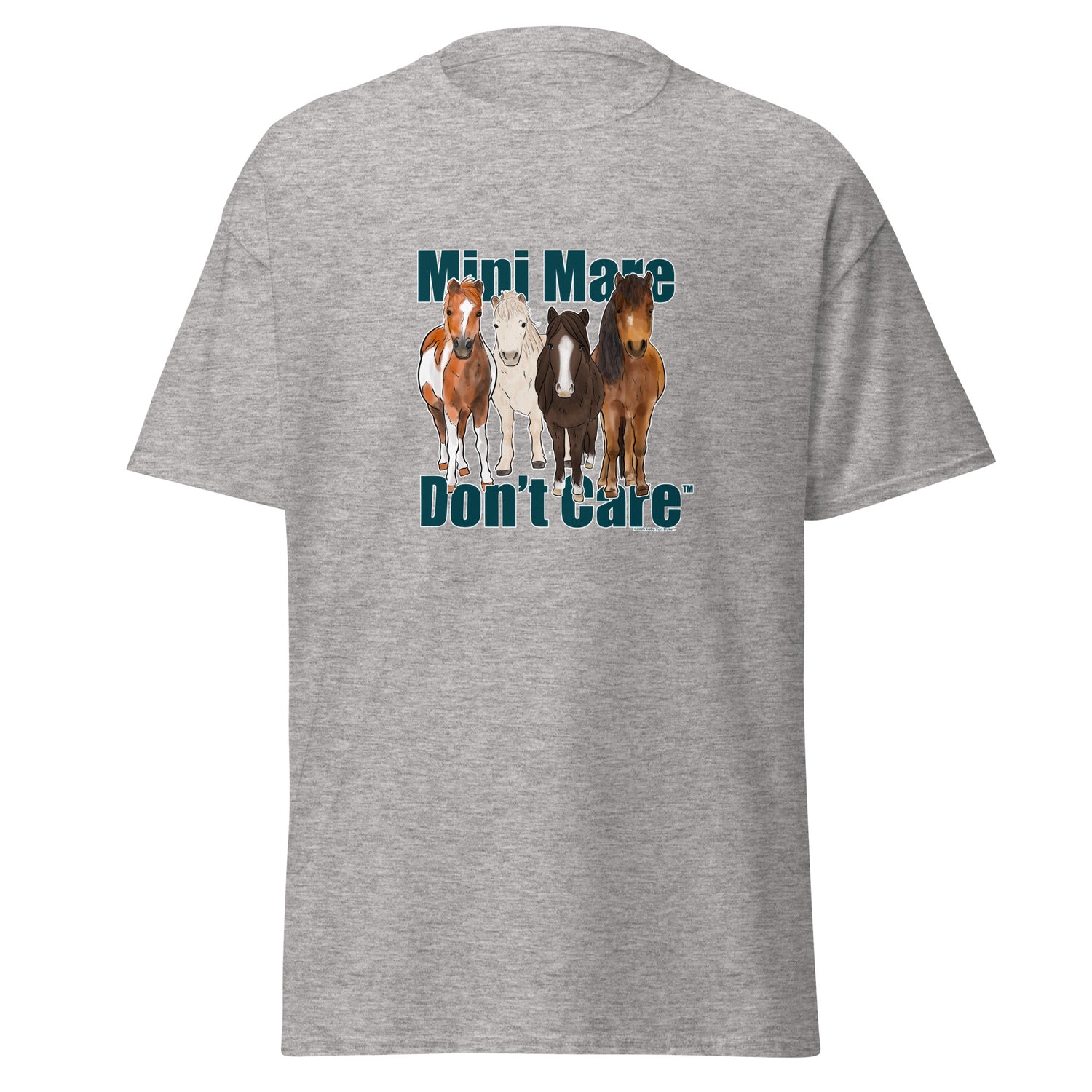 Mini Mare Don't Care T-Shirt by Katie Van Slyke - Sport Grey