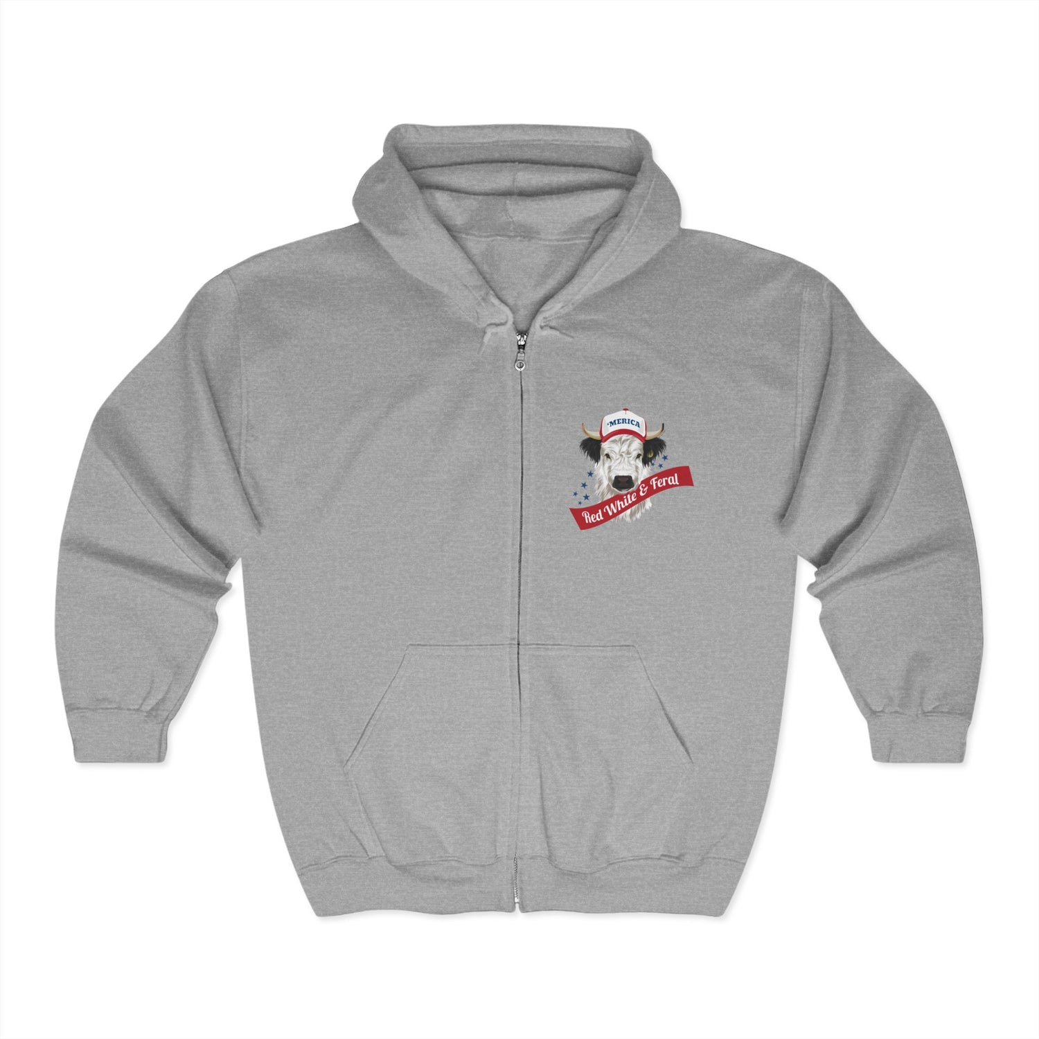 Mini 'Merica Zip-Up Hoodie by Katie Van Slyke™ Sport Grey