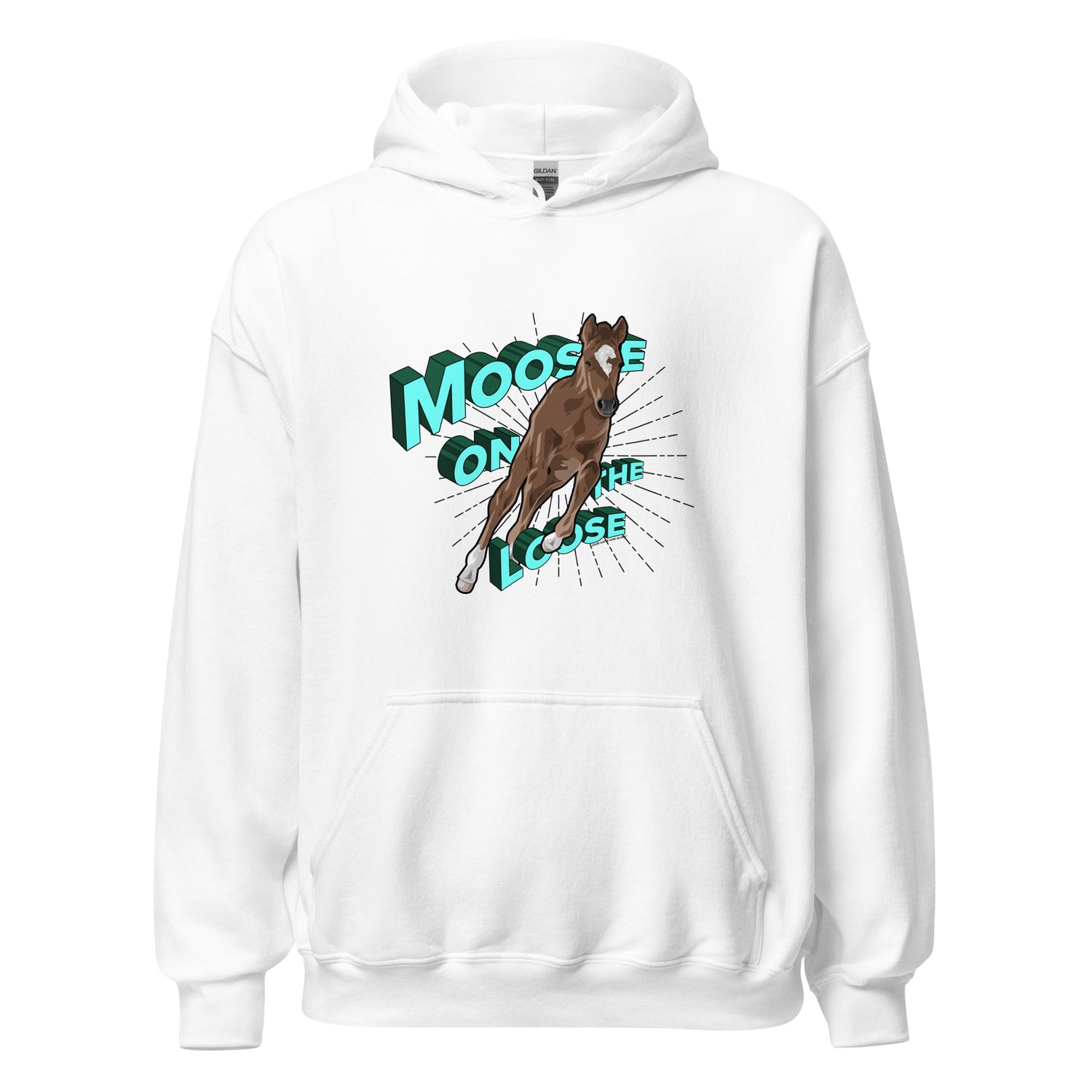 Moose On The Loose Hoodie by Katie Van Slyke - White