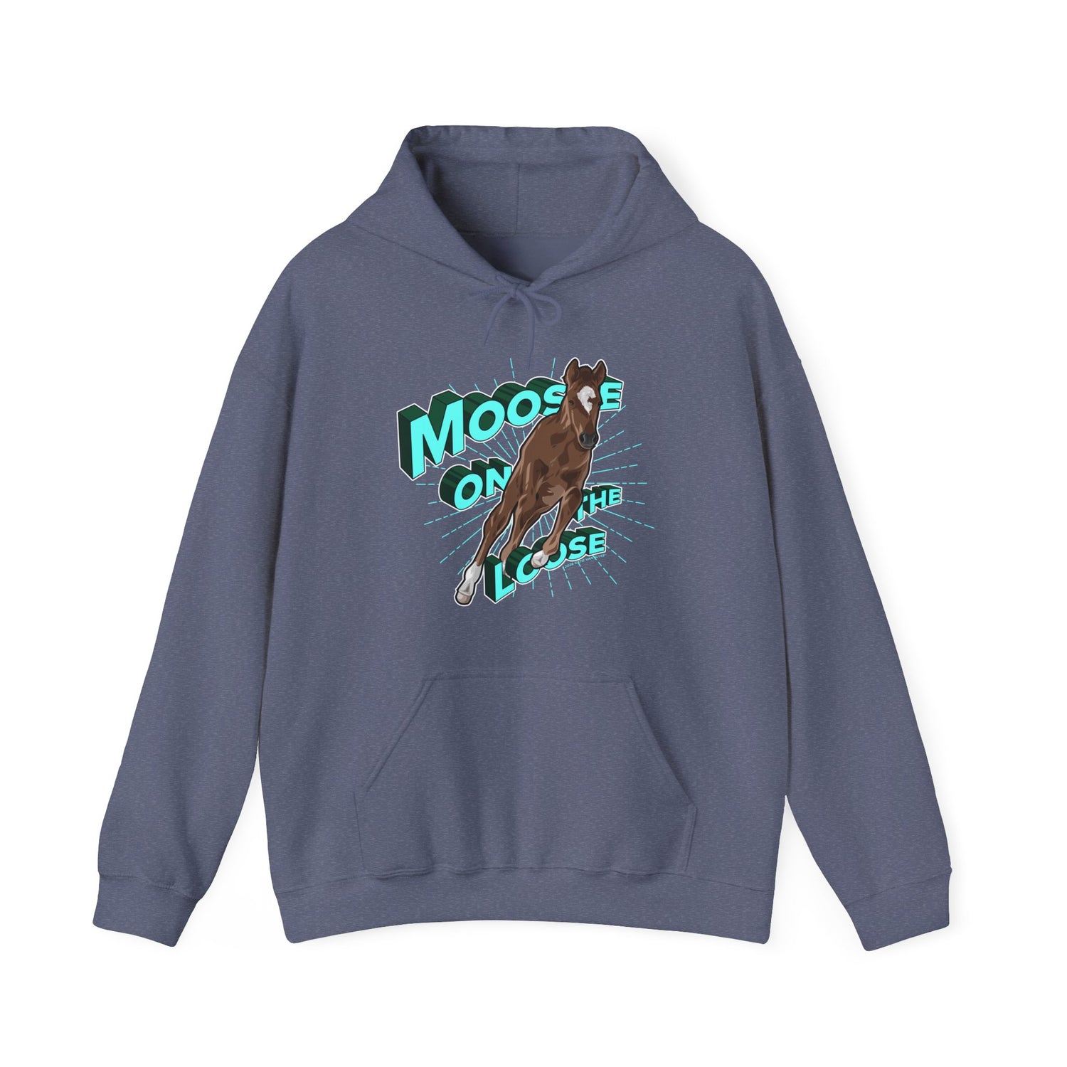 Moose On The Loose Hoodie by Katie Van Slyke® Heather Navy