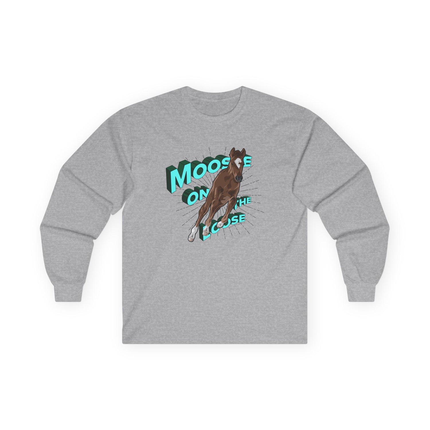 Moose On The Loose Long Sleeve T-Shirt by Katie Van Slyke® Sport Grey