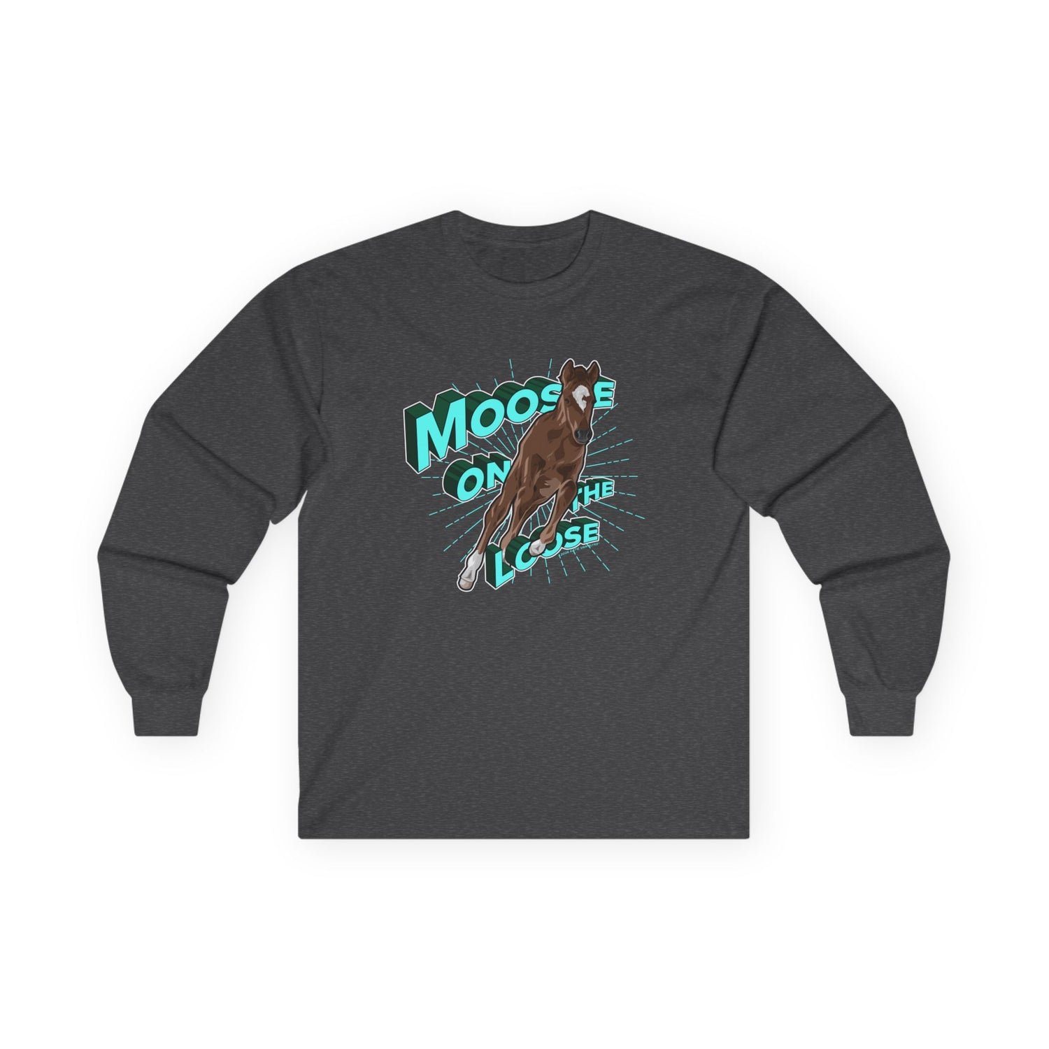 Moose On The Loose Long Sleeve T-Shirt by Katie Van Slyke® Dark Heather