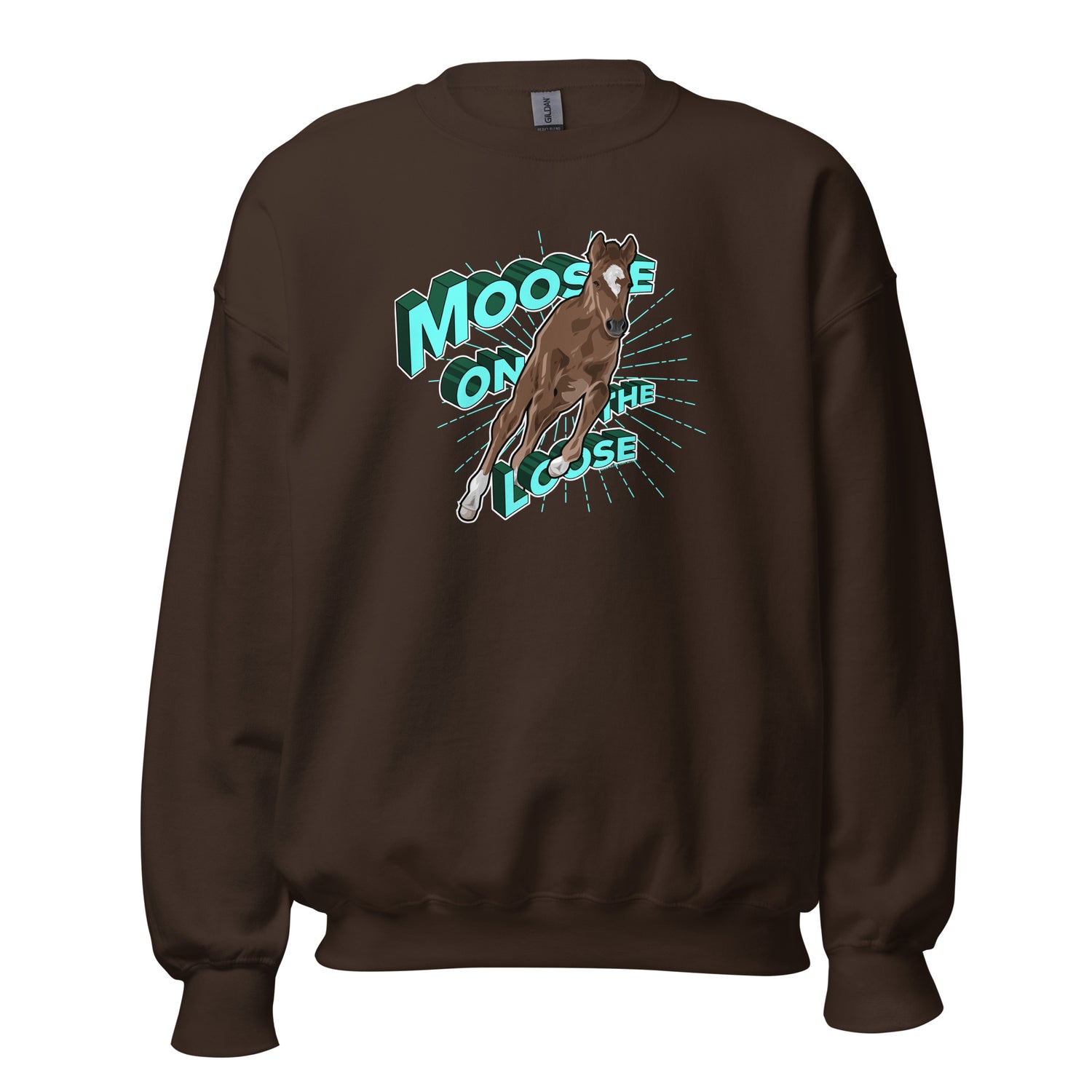 Moose On The Loose Sweatshirt by Katie Van Slyke - Dark Chocolate