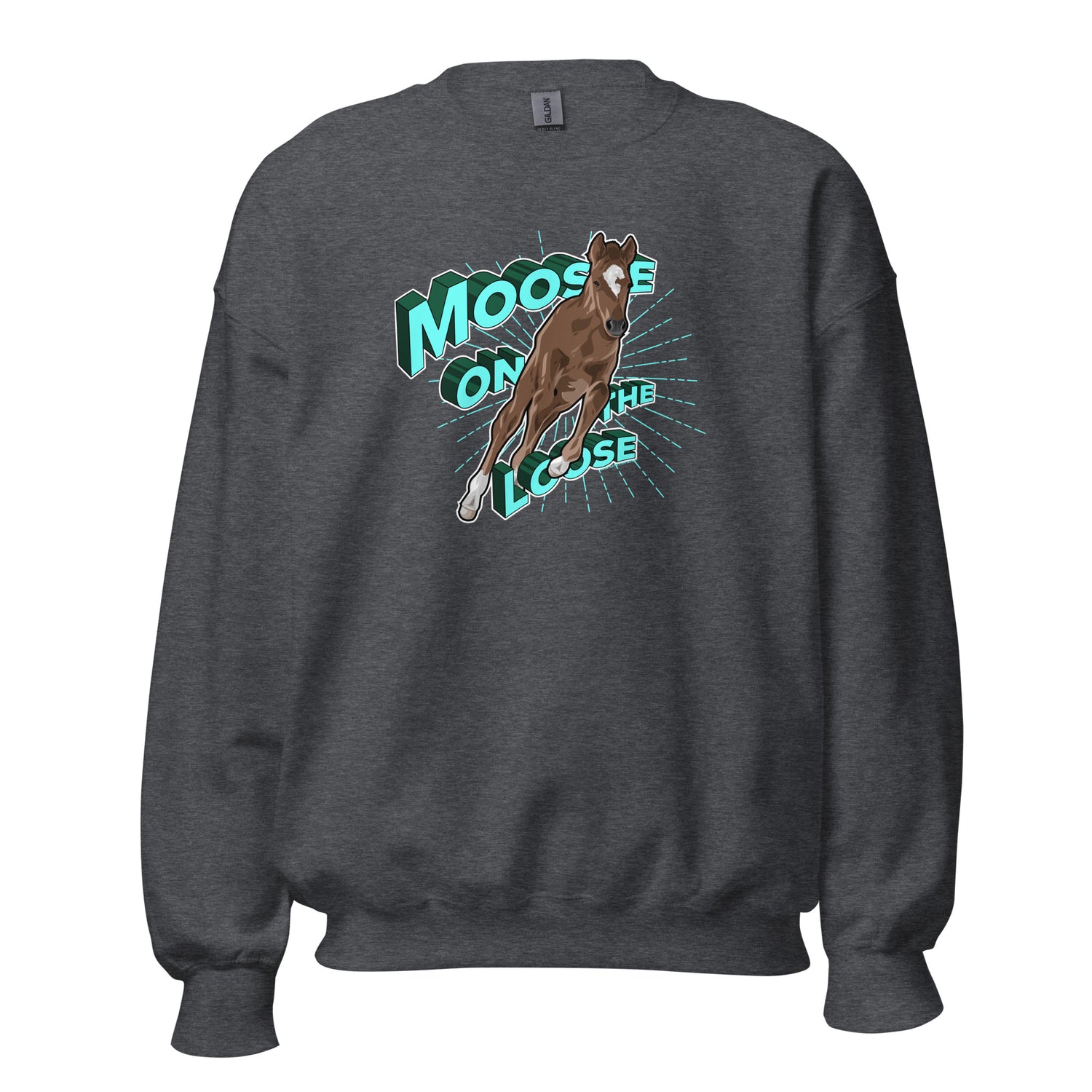 Moose On The Loose Sweatshirt by Katie Van Slyke - Dark Heather