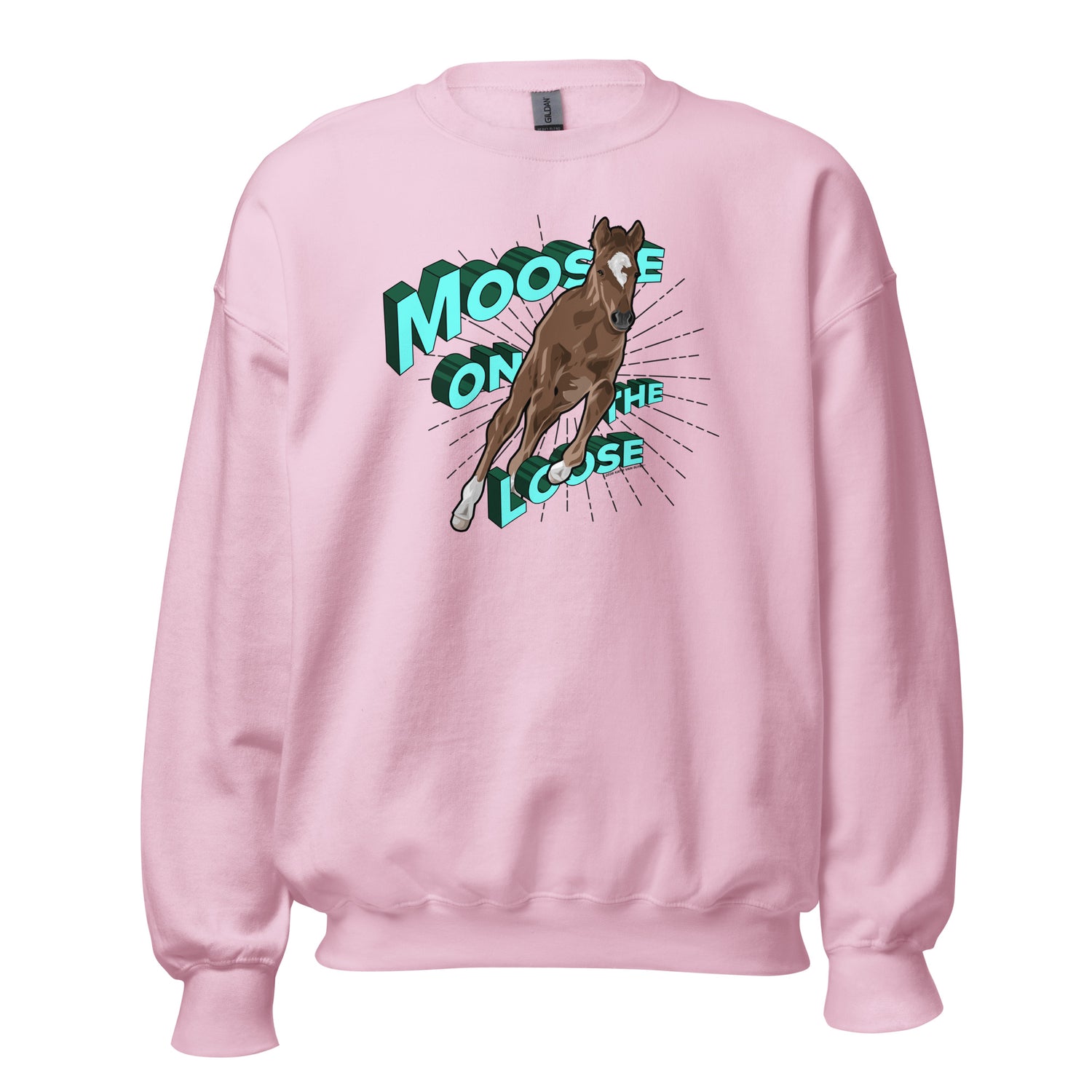 Moose On The Loose Sweatshirt by Katie Van Slyke - Light Pink