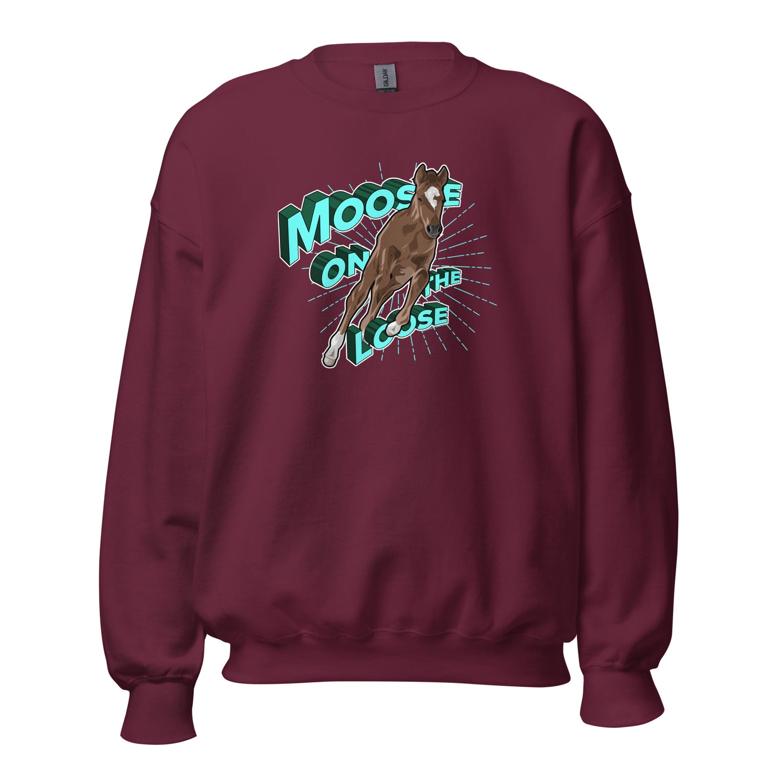 Moose On The Loose Sweatshirt by Katie Van Slyke - Maroon
