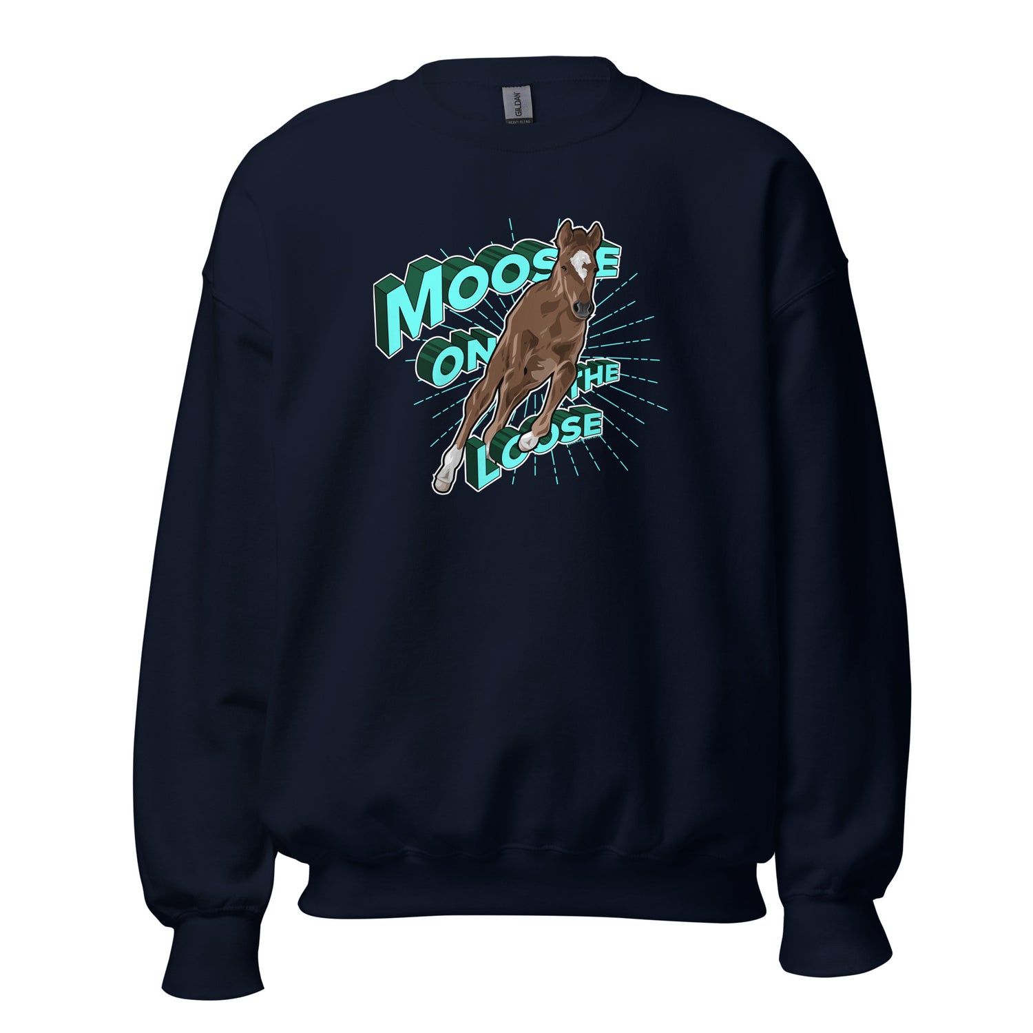 Moose On The Loose Sweatshirt by Katie Van Slyke - Navy