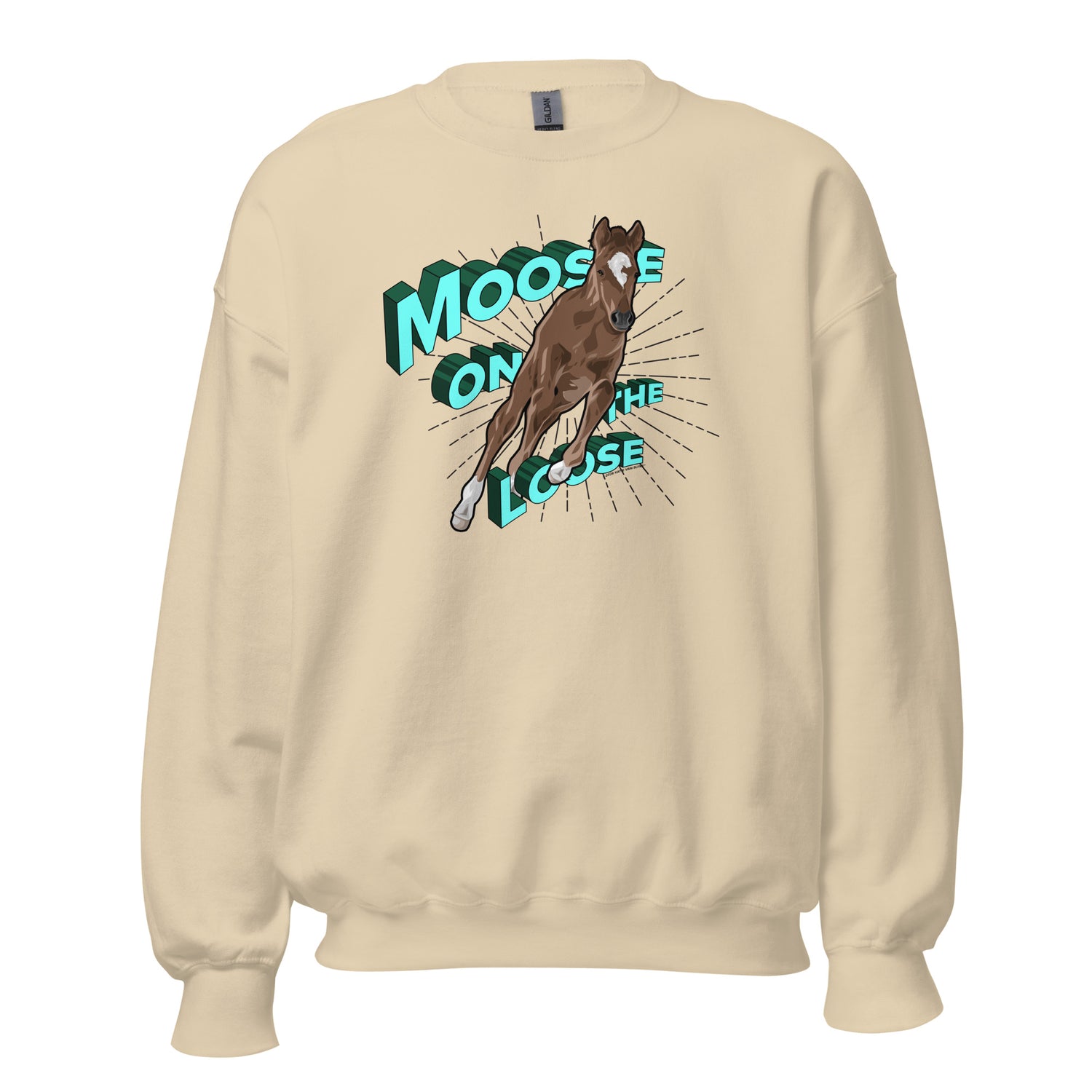 Moose On The Loose Sweatshirt by Katie Van Slyke - Sand