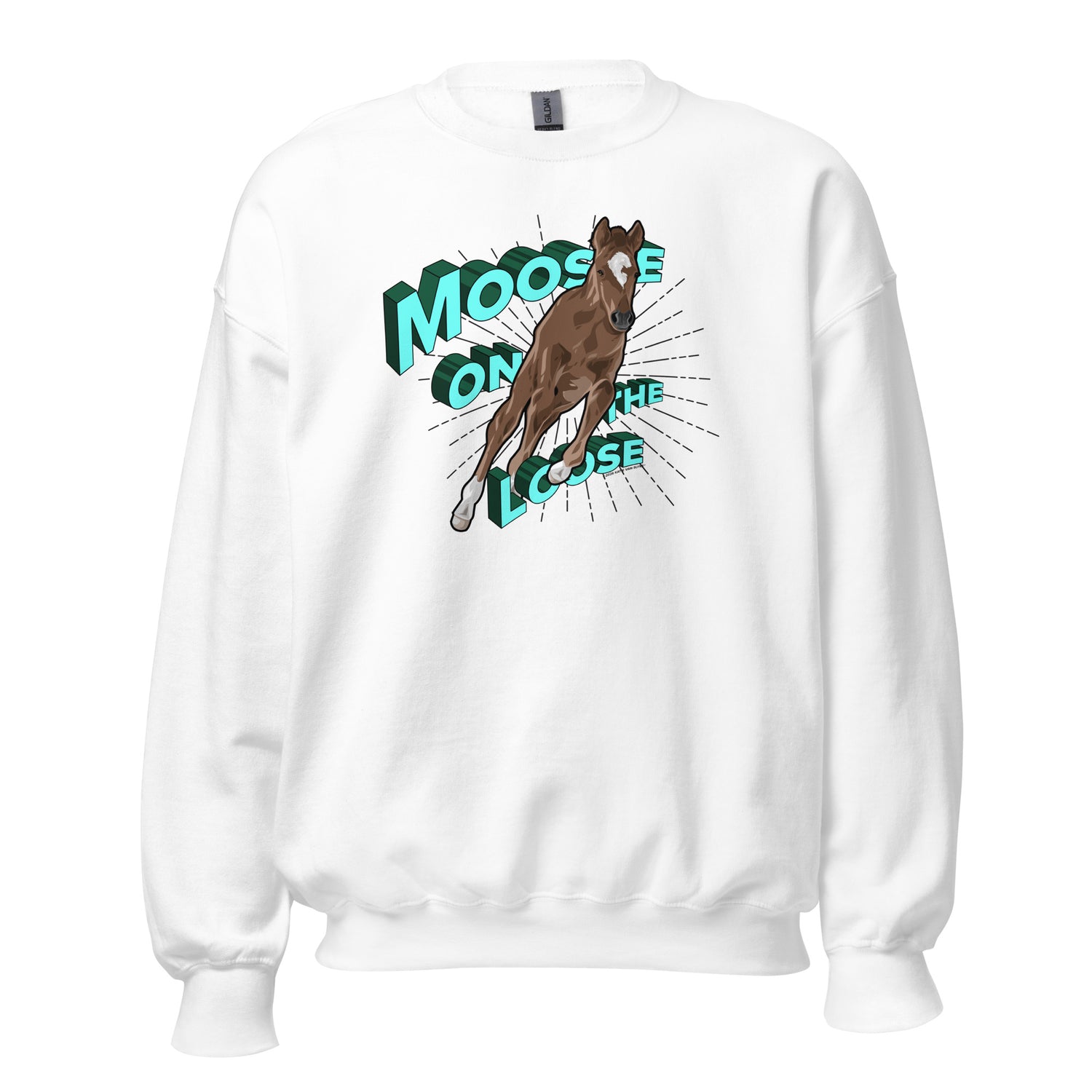 Moose On The Loose Sweatshirt by Katie Van Slyke - White