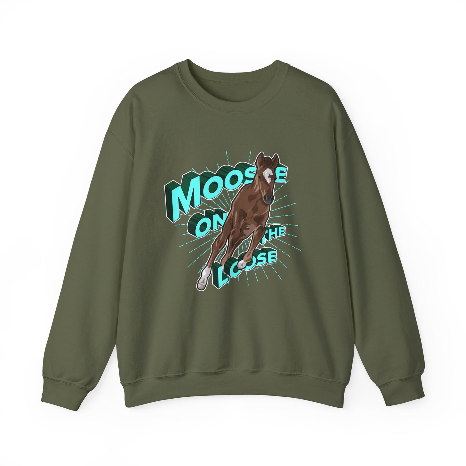 Moose On The Loose Sweatshirt by Katie Van Slyke® Military Green