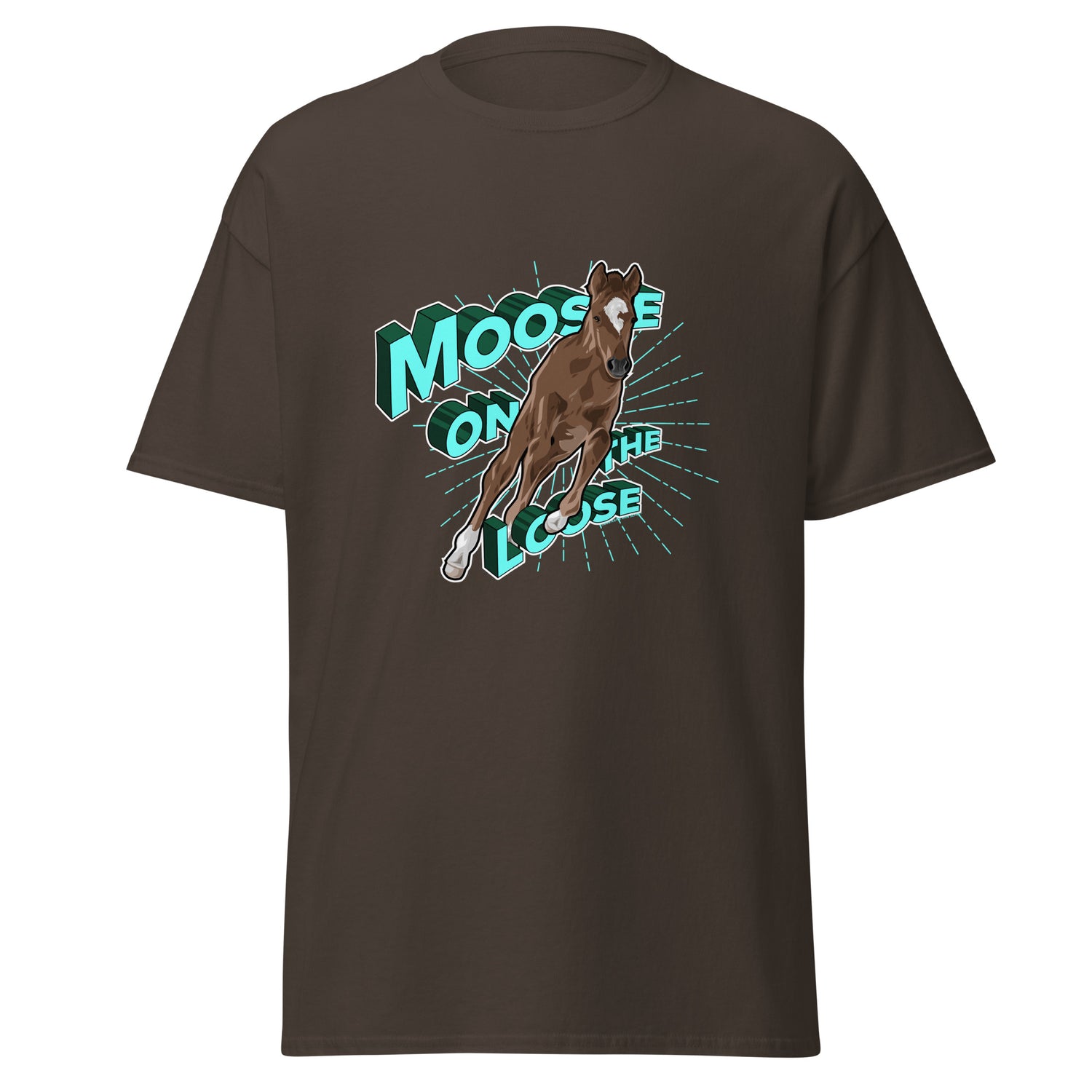 Moose On The Loose T-Shirt by Katie Van Slyke - Dark Chocolate