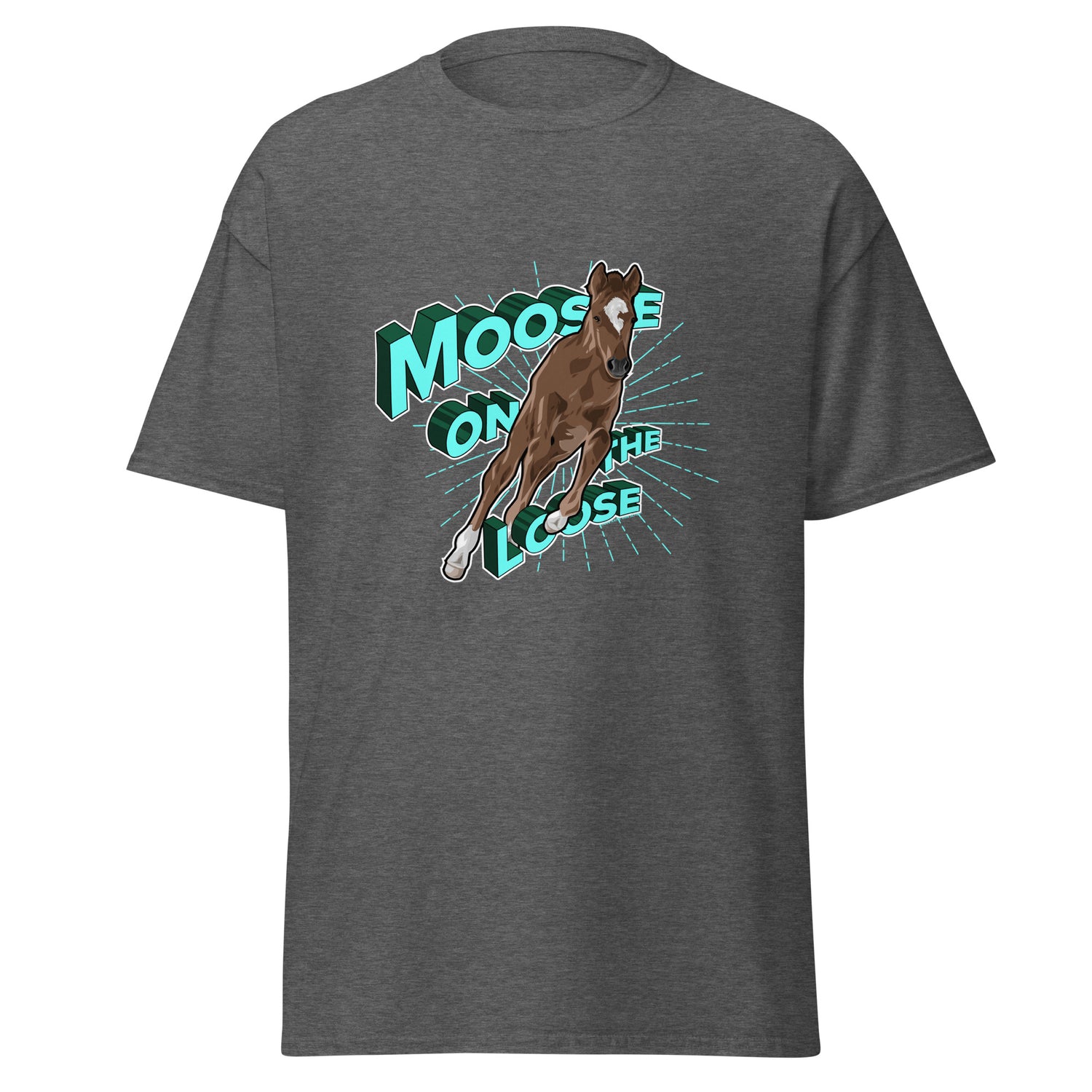Moose On The Loose T-Shirt by Katie Van Slyke - Dark Heather