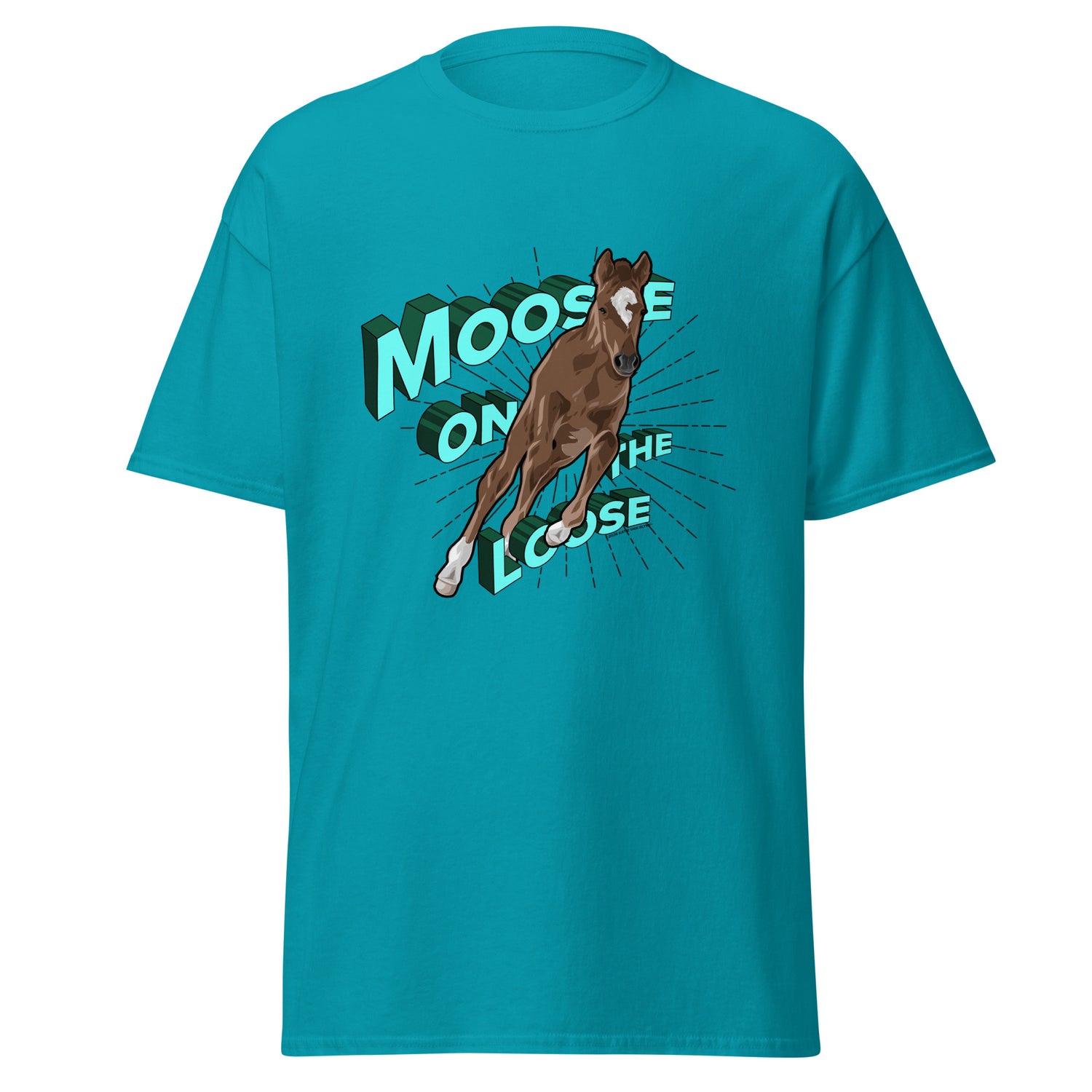 Moose On The Loose T-Shirt by Katie Van Slyke - Tropical Blue