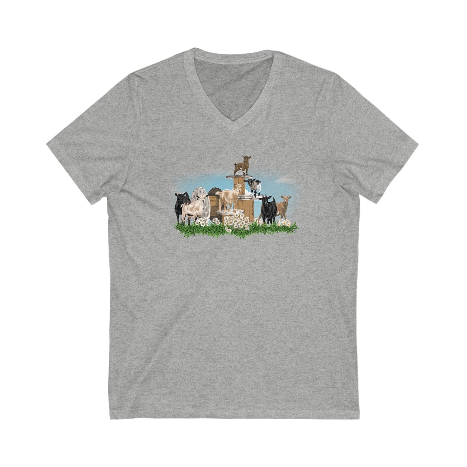 New Goat Crew V-Neck T-Shirt by Katie Van Slyke™ Sport Grey