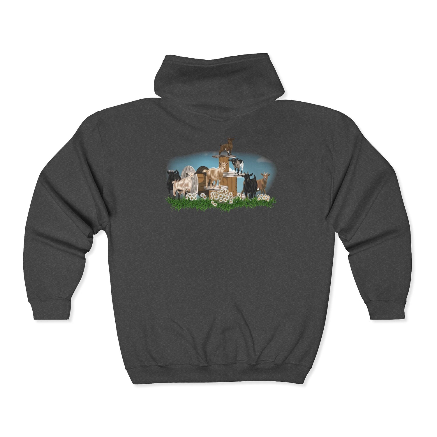 New Goat Crew Zip-Up Hoodie by Katie Van Slyke™ Dark Heather Back