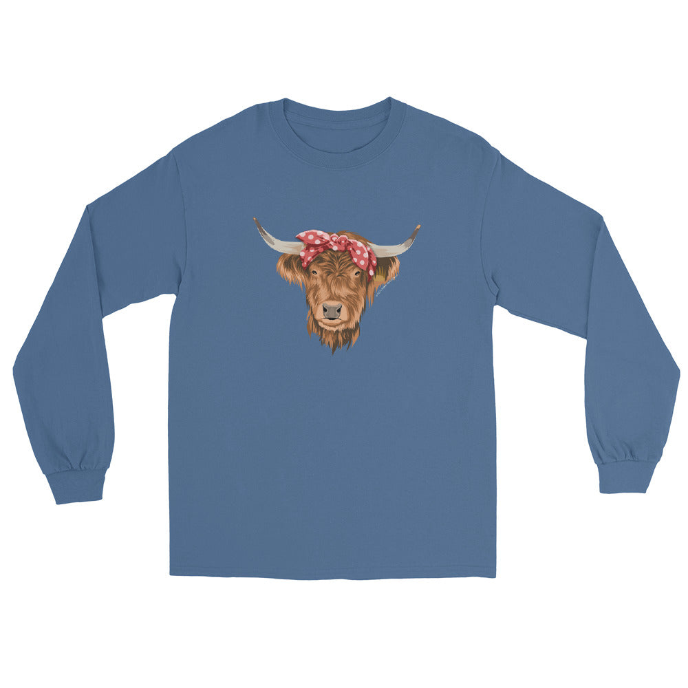 Petunia Long Sleeve T-Shirt by Katie Van Slyke - indigo blue