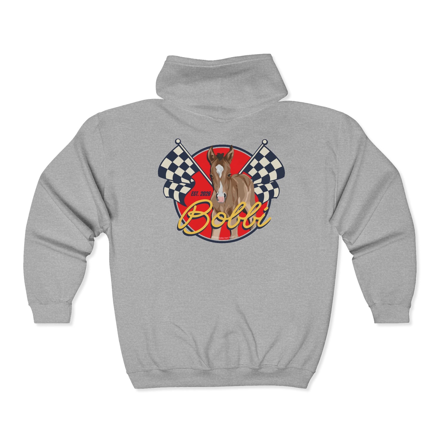 Racer Bobbi Zip-Up Hoodie by Katie Van Slyke® Sport grey back