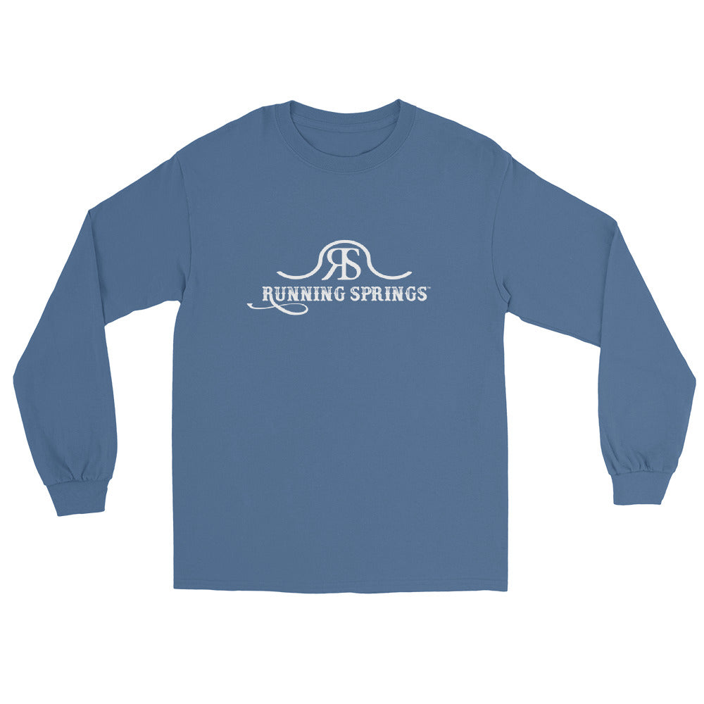 Running Springs Long Sleeve T-Shirt by Katie Van Slyke - Indigo Blue 
