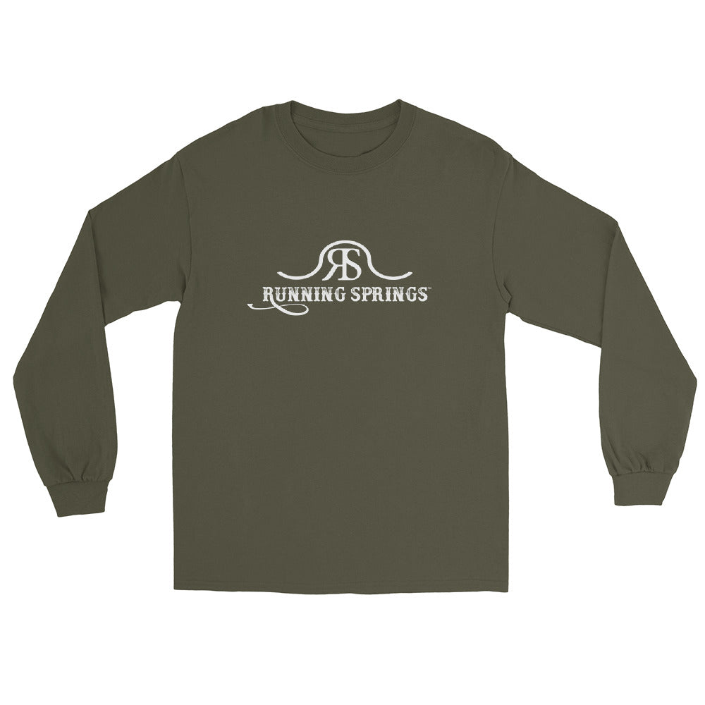Running Springs Long Sleeve T-Shirt by Katie Van Slyke - Military Green