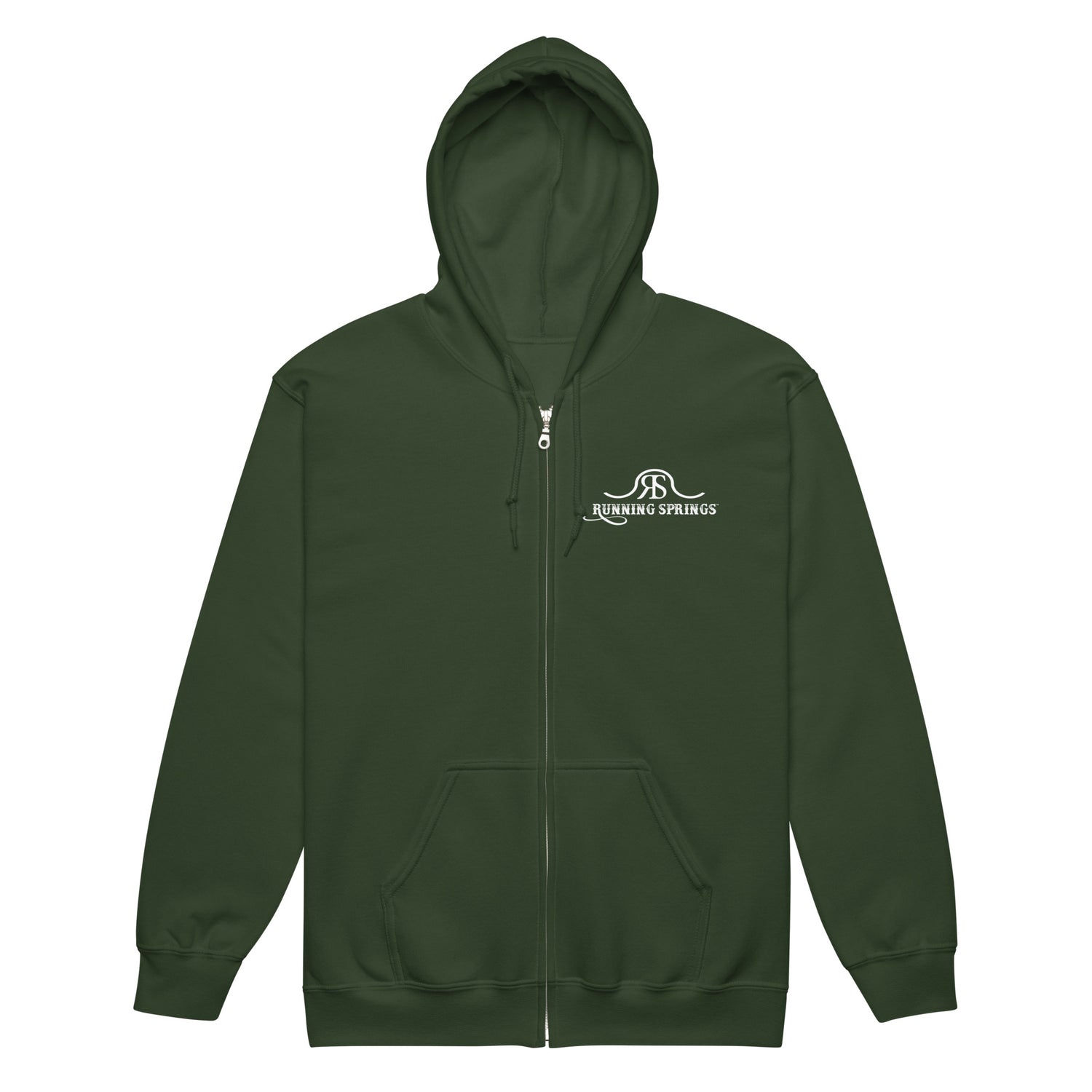 Running Springs Zip-Up Hoodie by Katie Van Slyke - Forest Green