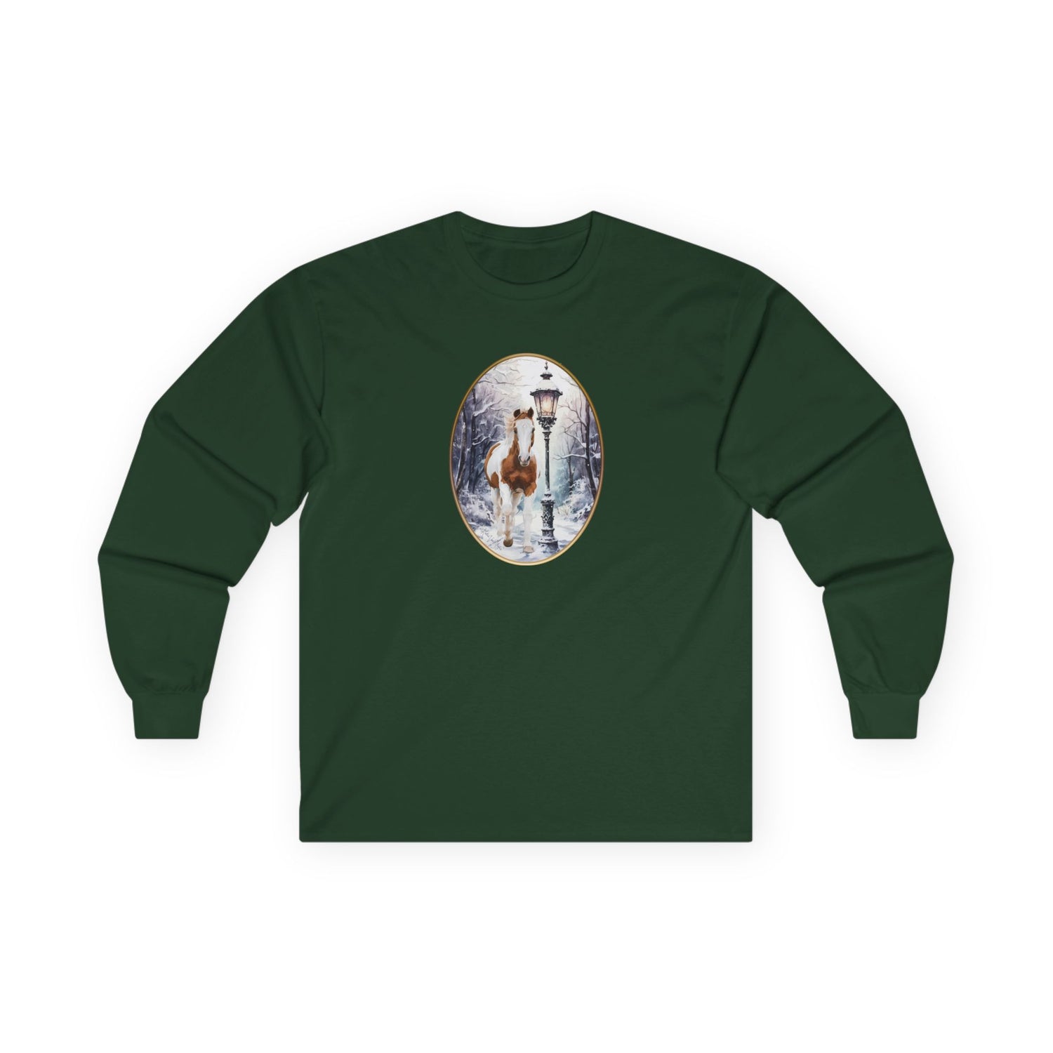 Snow Bo Long Sleeve T-Shirt by Katie Van Slyke® Forest Green