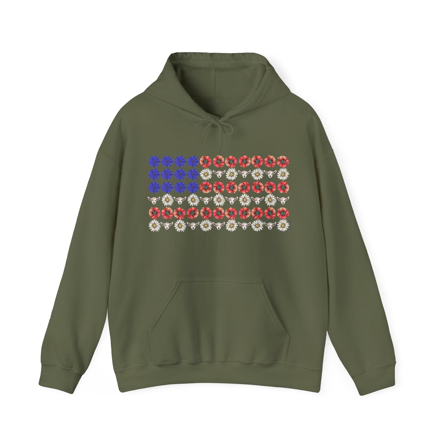 Stars, Stripes, and Goats Hoodie by Katie Van Slyke™ Military Green